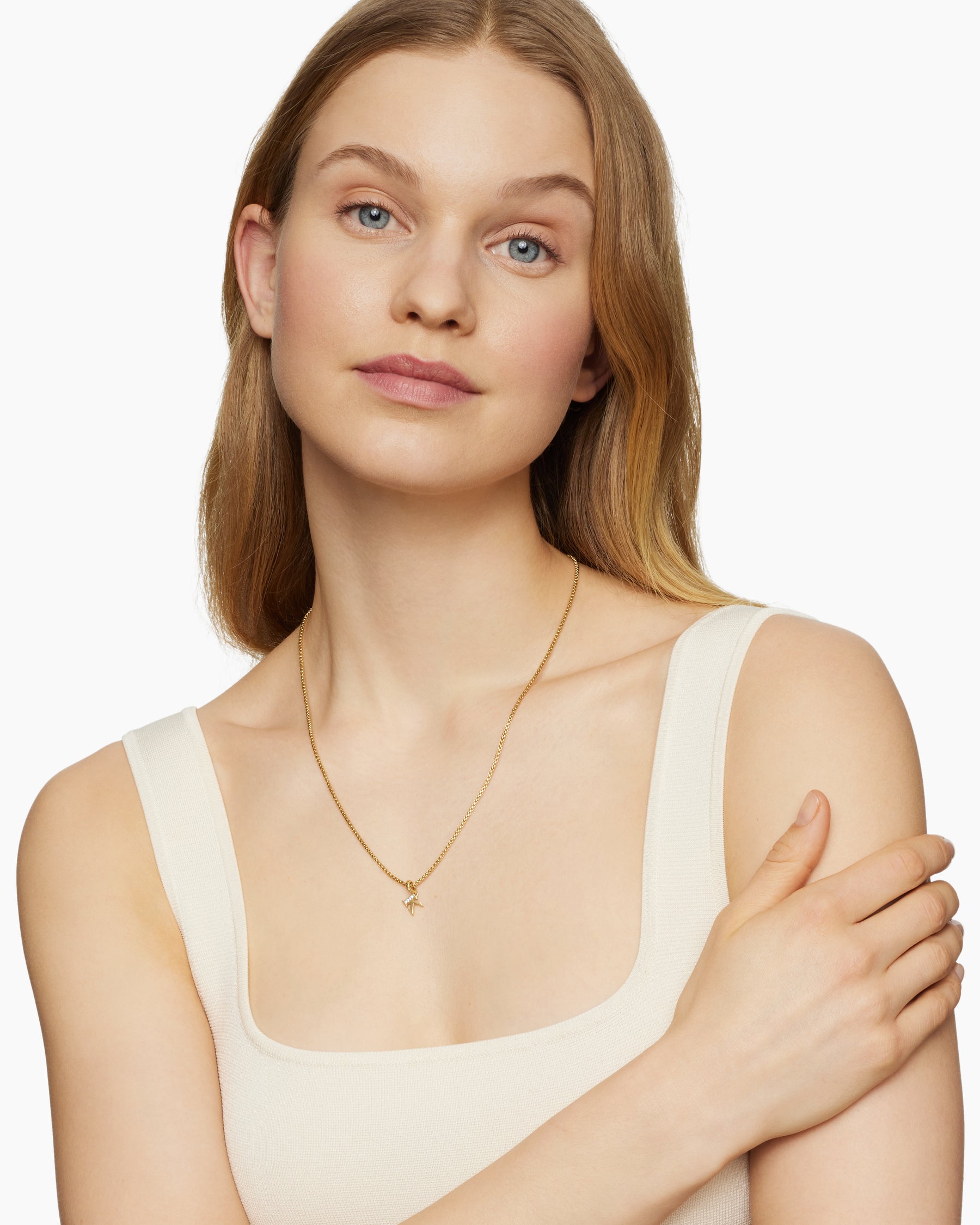 Alternative view of Pavé Initial Pendant in 18K Yellow Gold with Diamond K