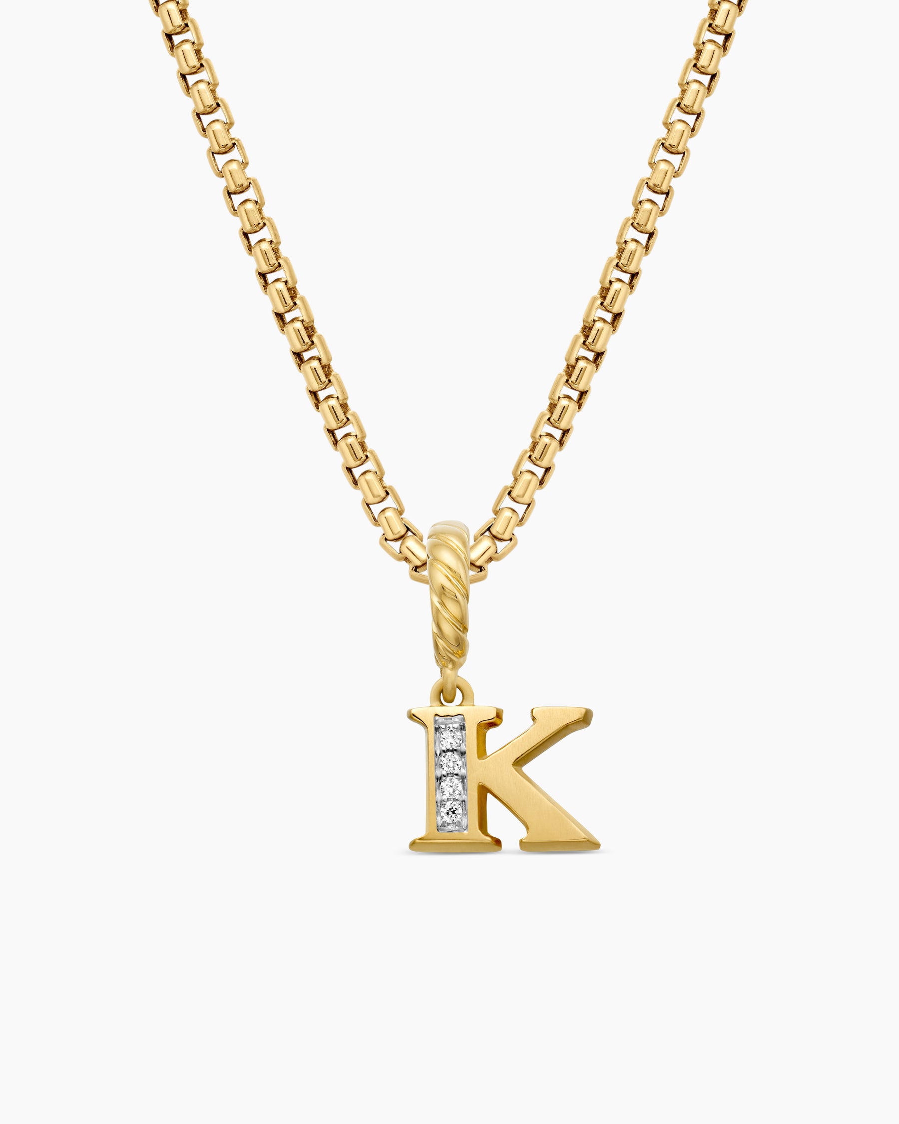 Pavé Initial Pendant in 18K Yellow Gold with Diamond K