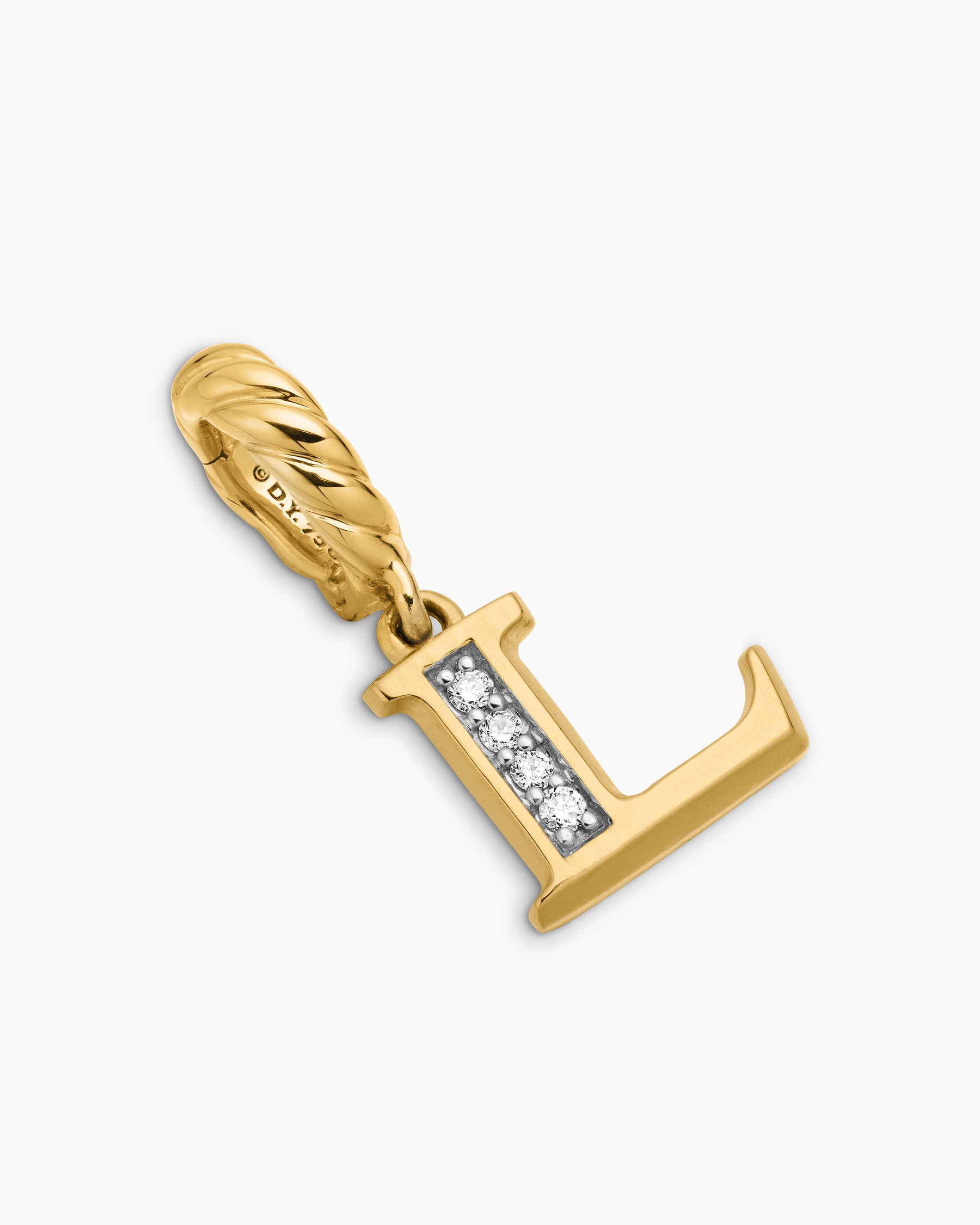 Pavé Initial Pendant in 18K Yellow Gold with Diamond L - Image 3
