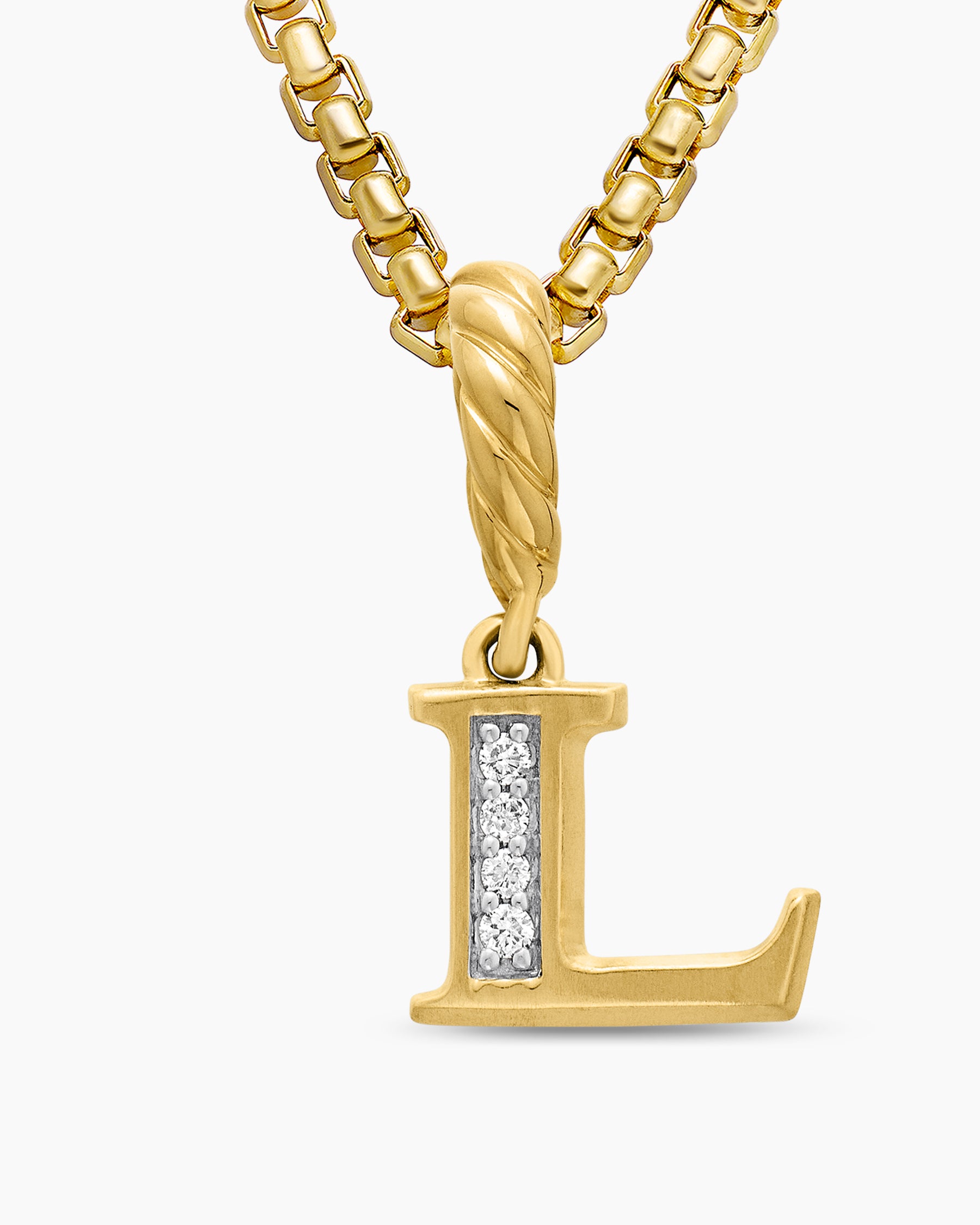 Pavé Initial Pendant in 18K Yellow Gold with Diamond L - Image 5
