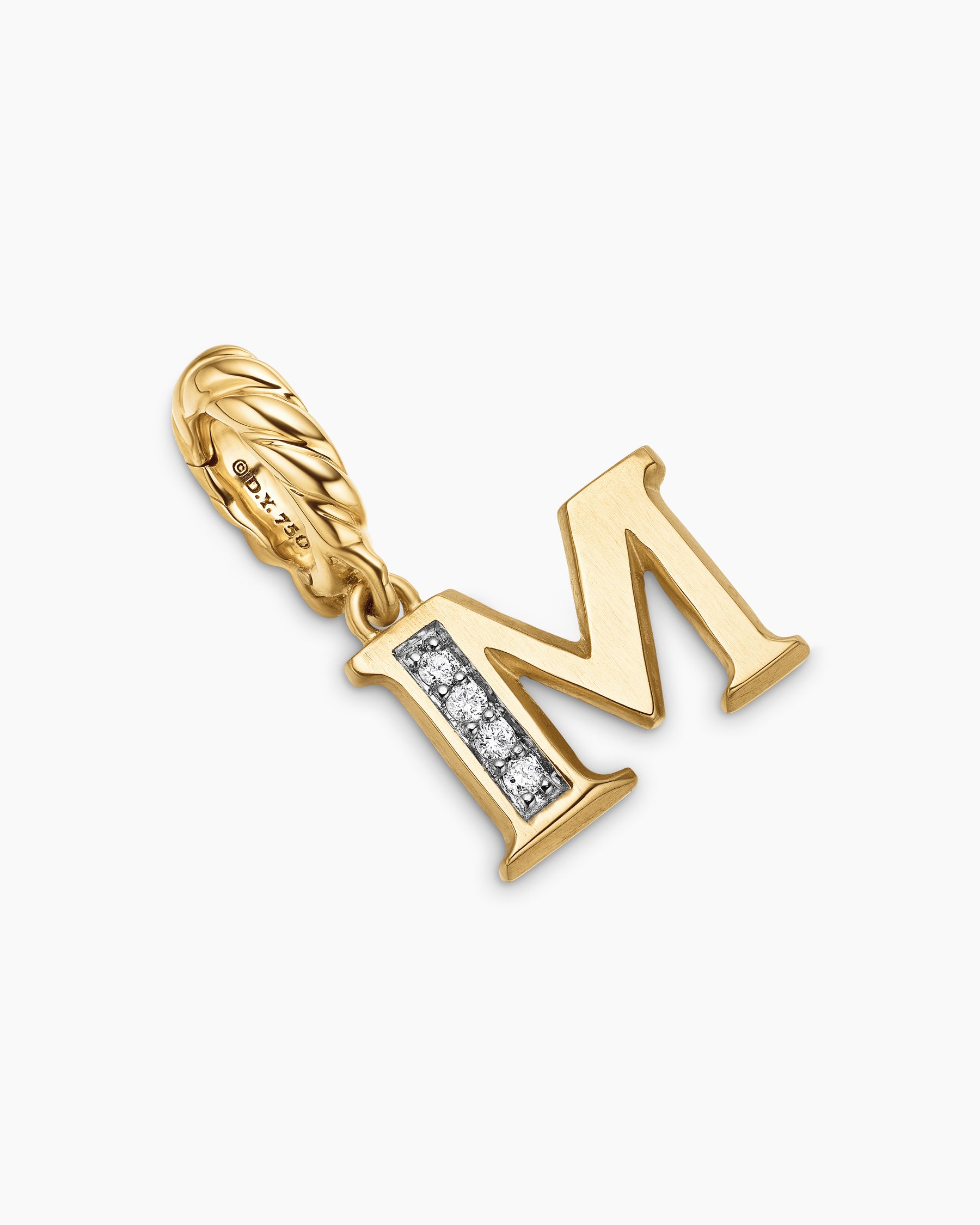 Pavé Initial Pendant in 18K Yellow Gold with Diamond M - Image 3