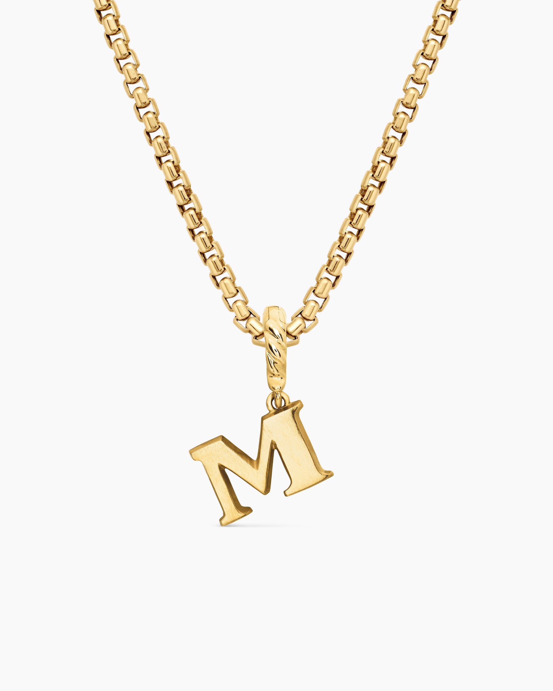 Pavé Initial Pendant in 18K Yellow Gold with Diamond M - Image 4