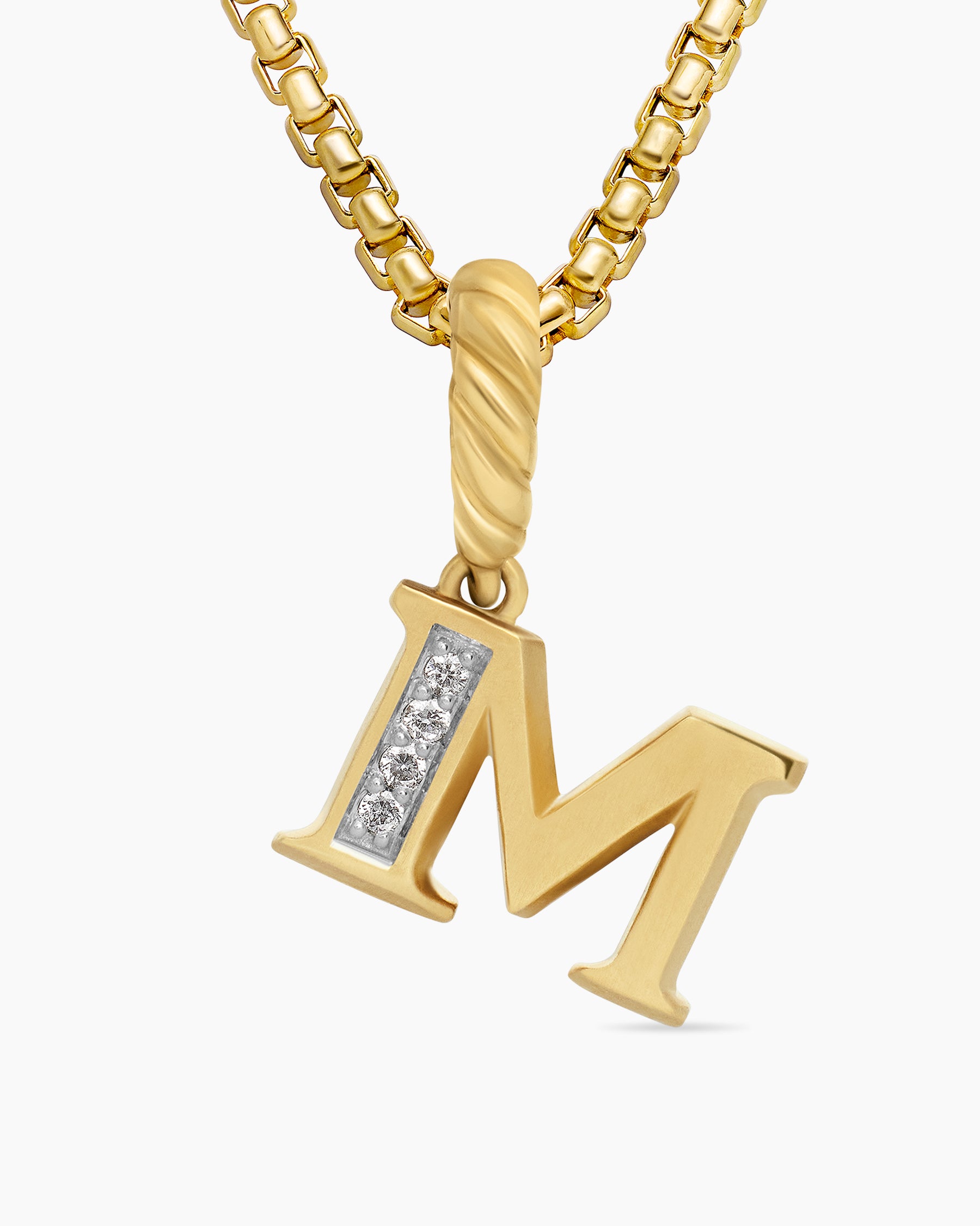 Pavé Initial Pendant in 18K Yellow Gold with Diamond M - Image 5