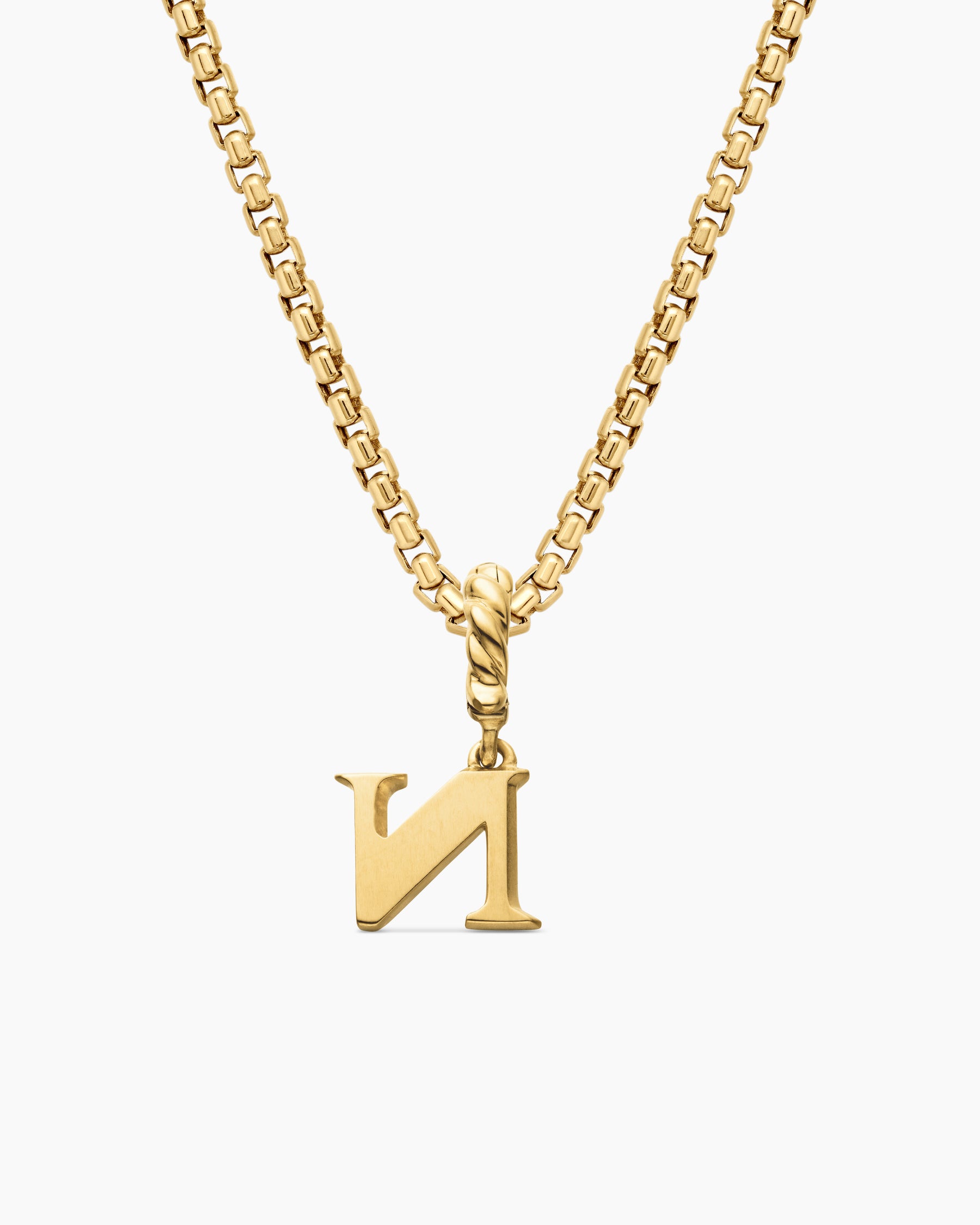 Pavé Initial Pendant in 18K Yellow Gold with Diamond N - Image 4
