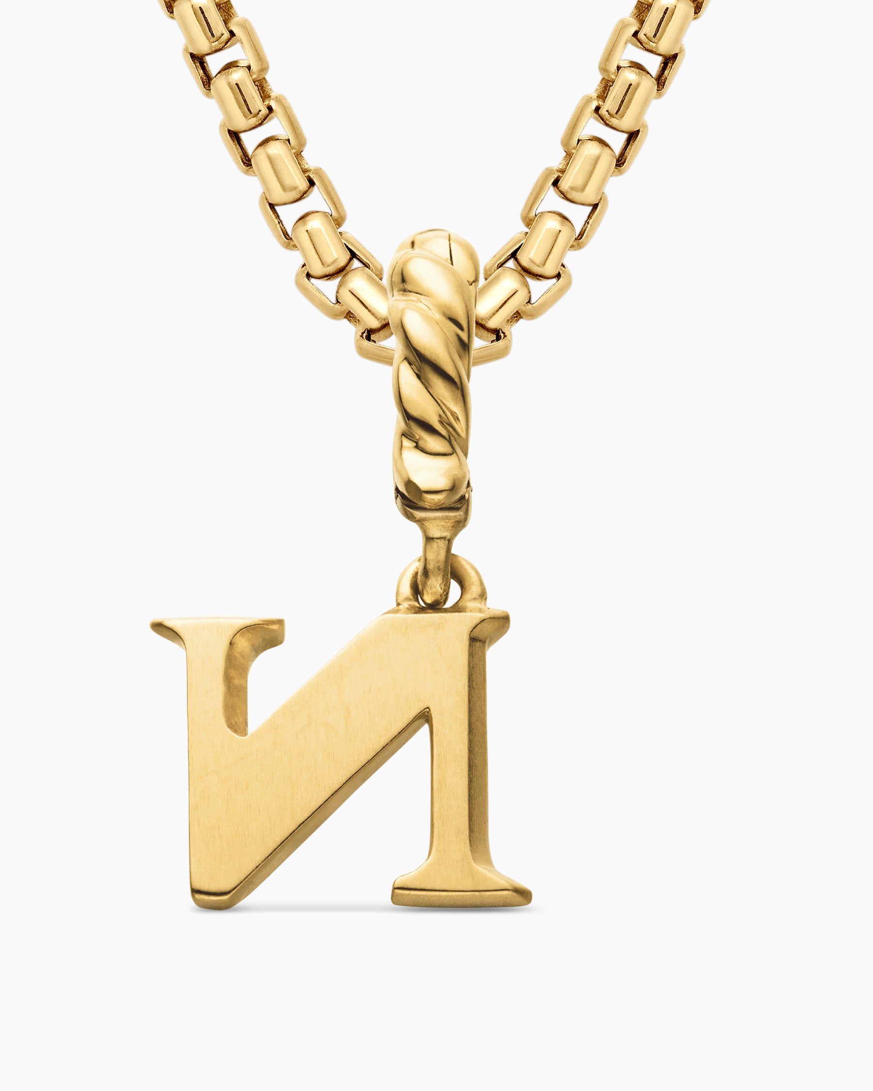 Pavé Initial Pendant in 18K Yellow Gold with Diamond N - Image 6