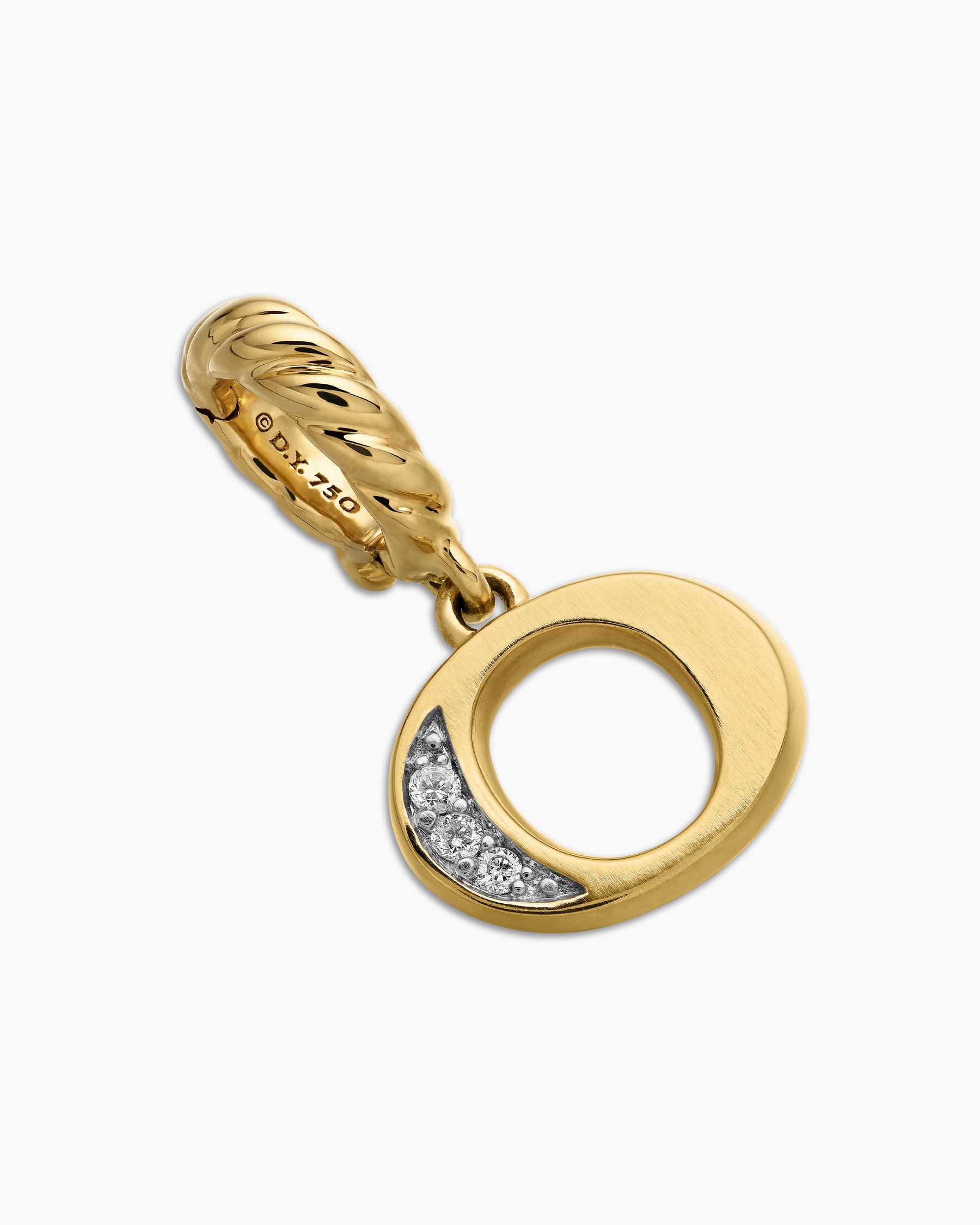 Pavé Initial Pendant in 18K Yellow Gold with Diamond O - Image 3