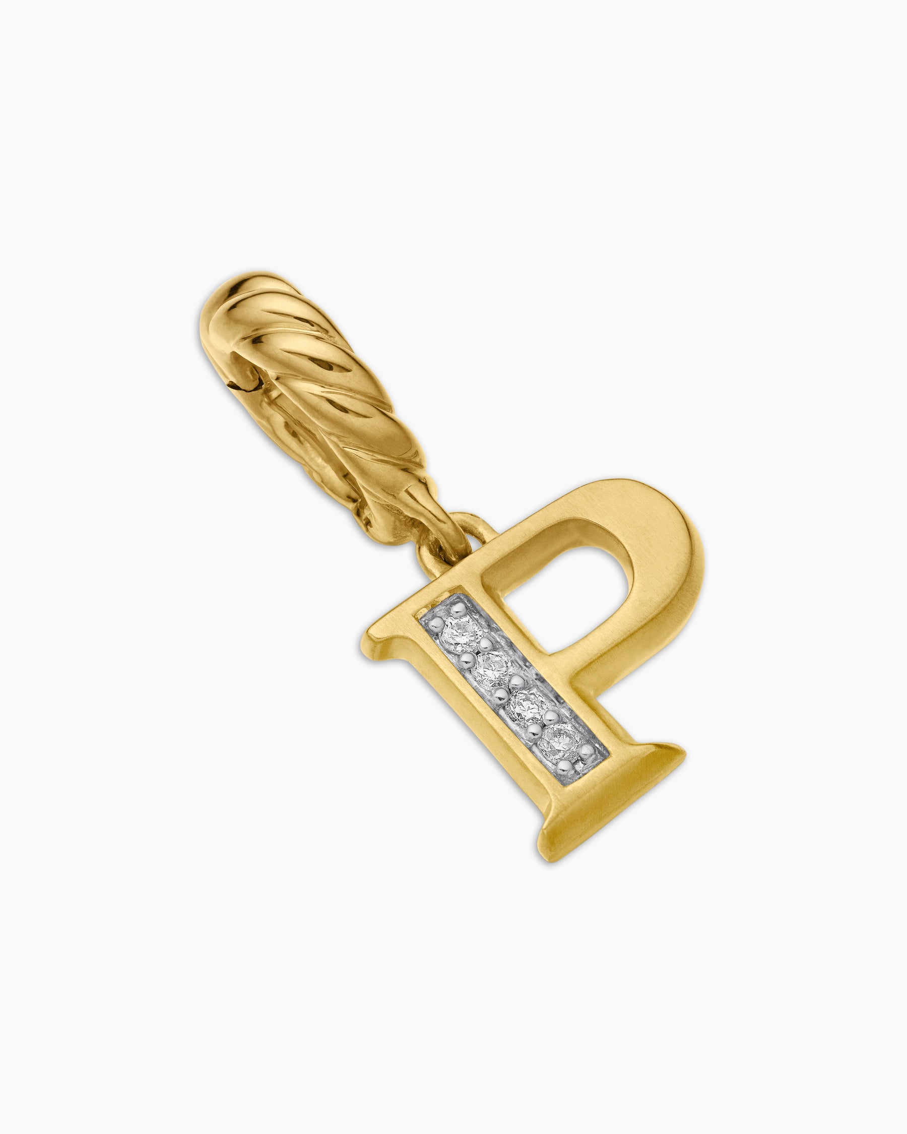 Pavé Initial Pendant in 18K Yellow Gold with Diamond P - Image 3