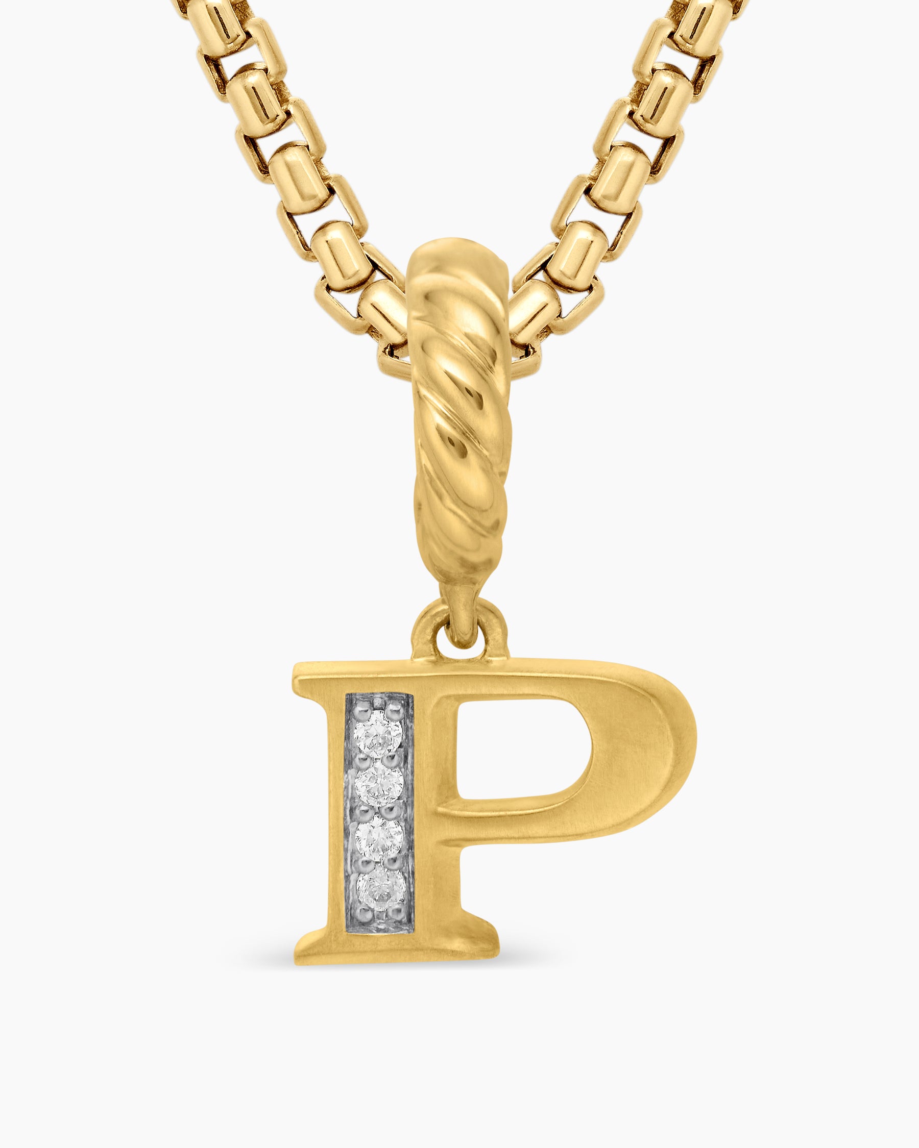 Pavé Initial Pendant in 18K Yellow Gold with Diamond P - Image 5