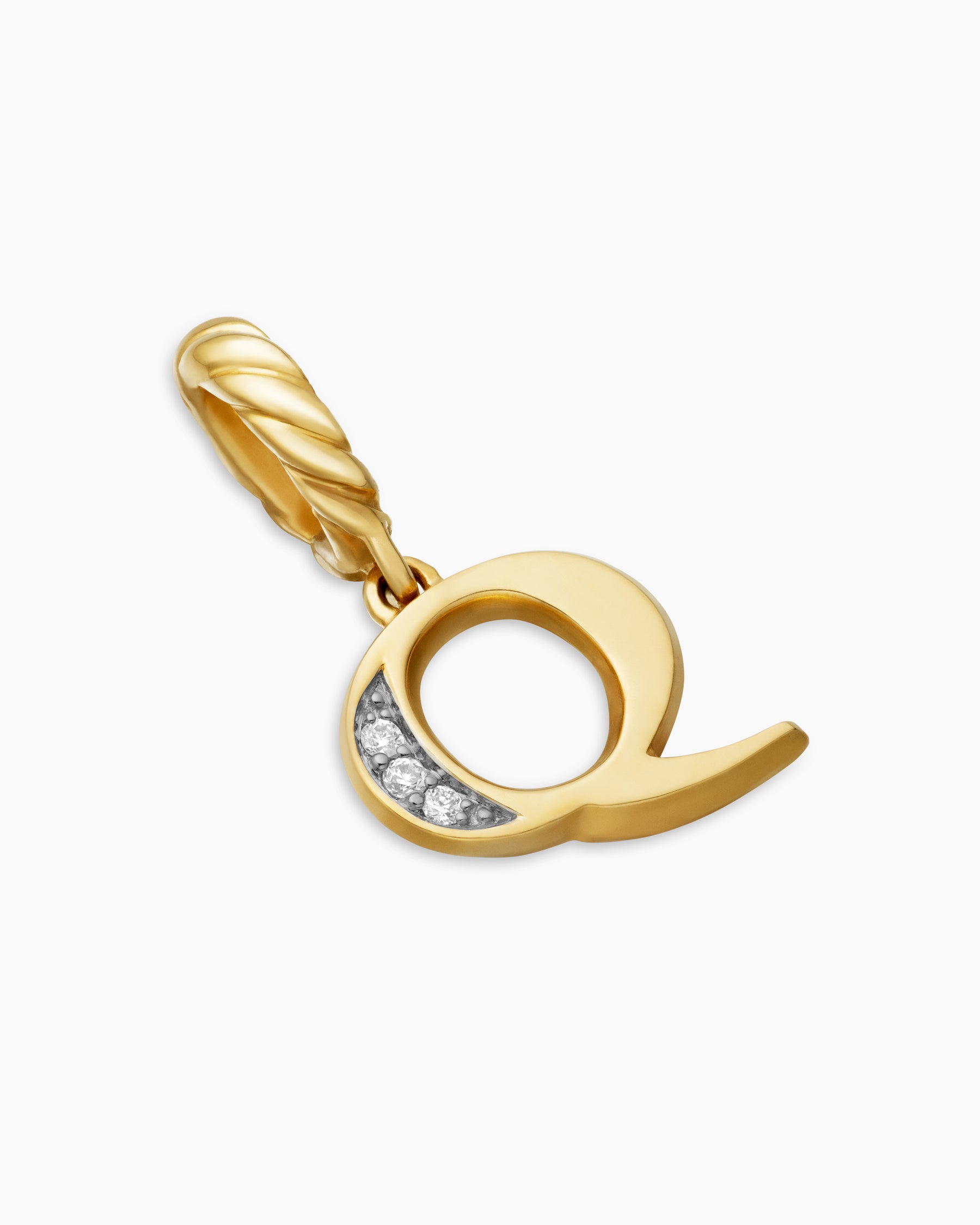 Pavé Initial Pendant in 18K Yellow Gold with Diamond Q - Image 3