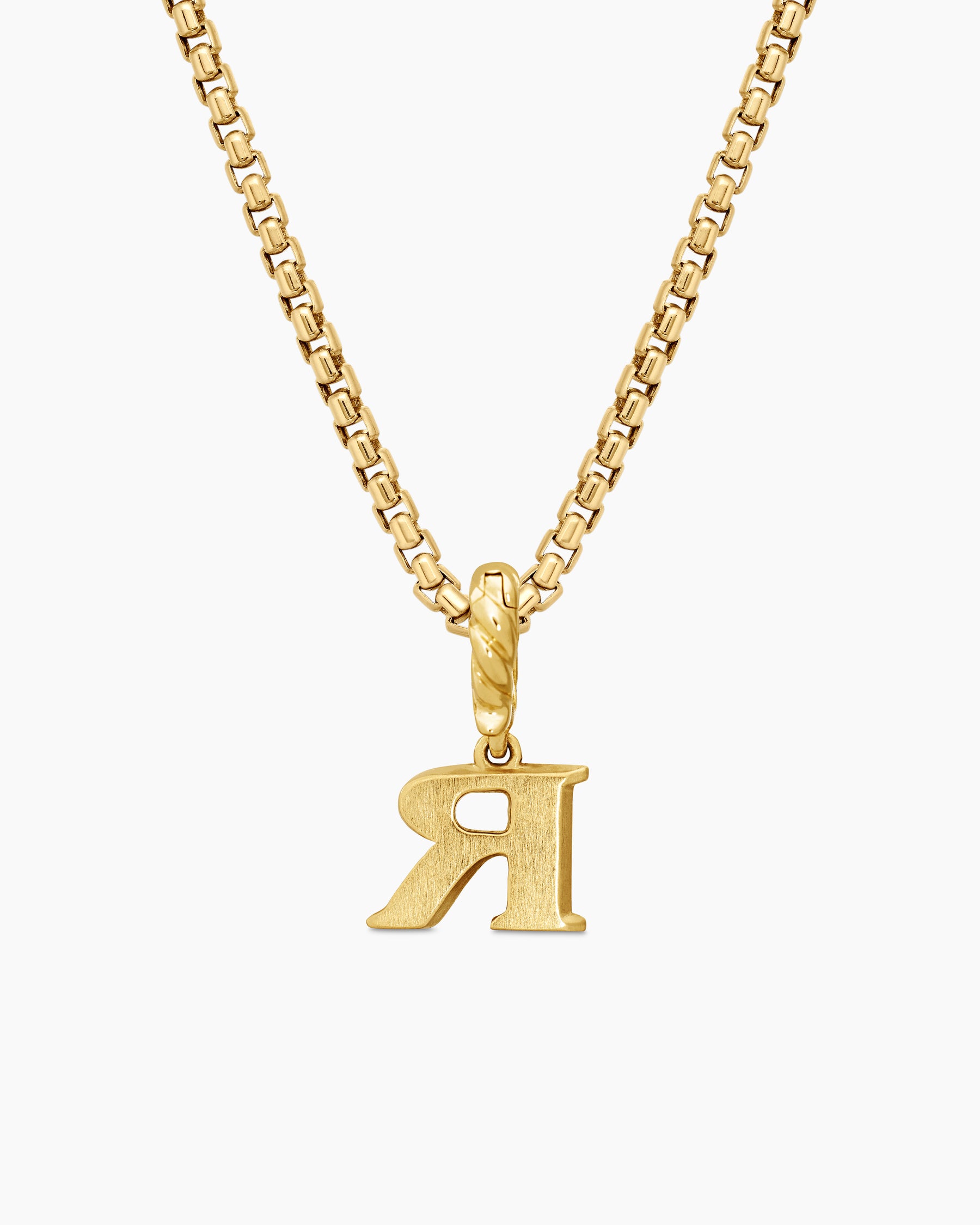 Pavé Initial Pendant in 18K Yellow Gold with Diamond R - Image 4