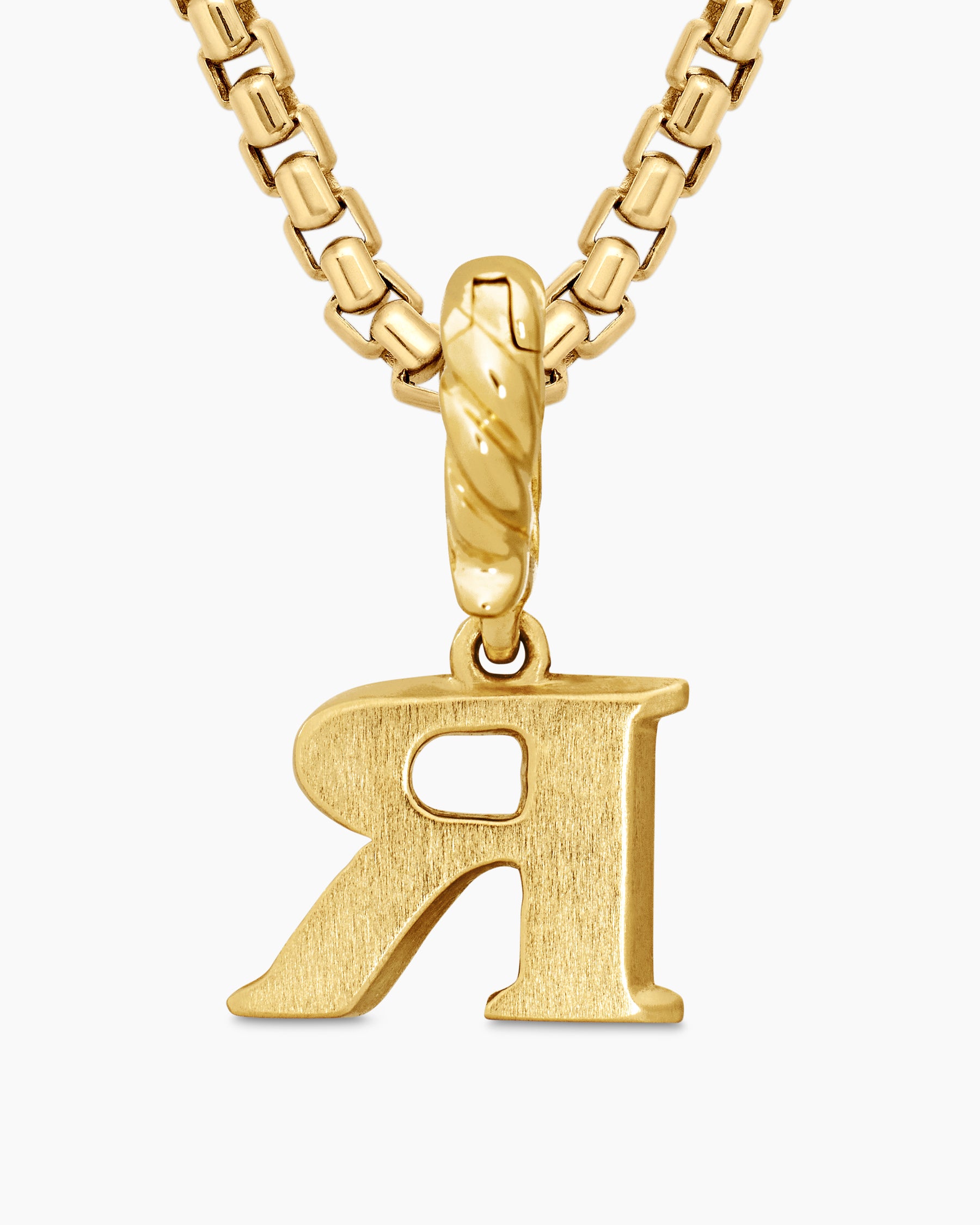 Pavé Initial Pendant in 18K Yellow Gold with Diamond R - Image 6