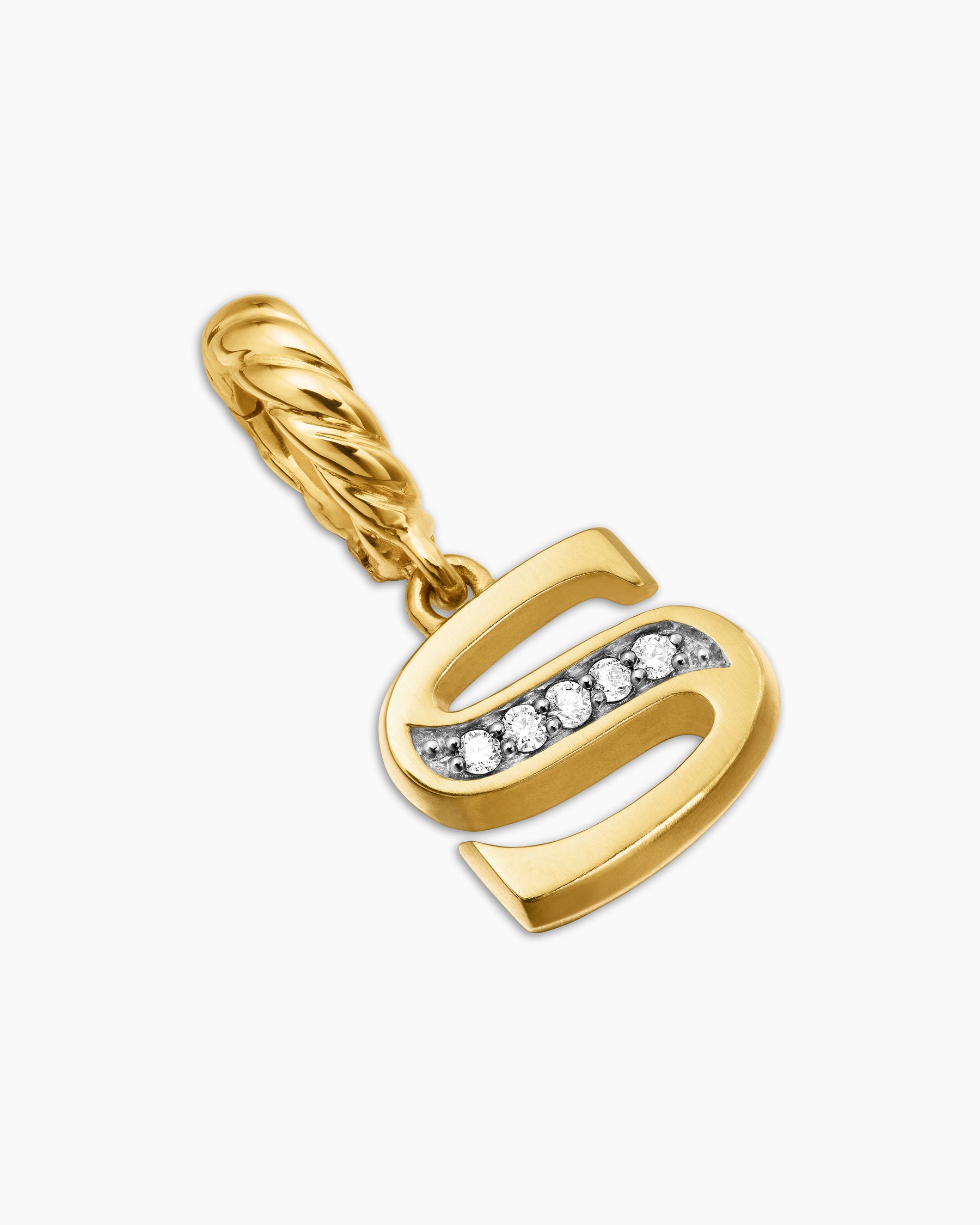 Pavé Initial Pendant in 18K Yellow Gold with Diamond S - Image 3