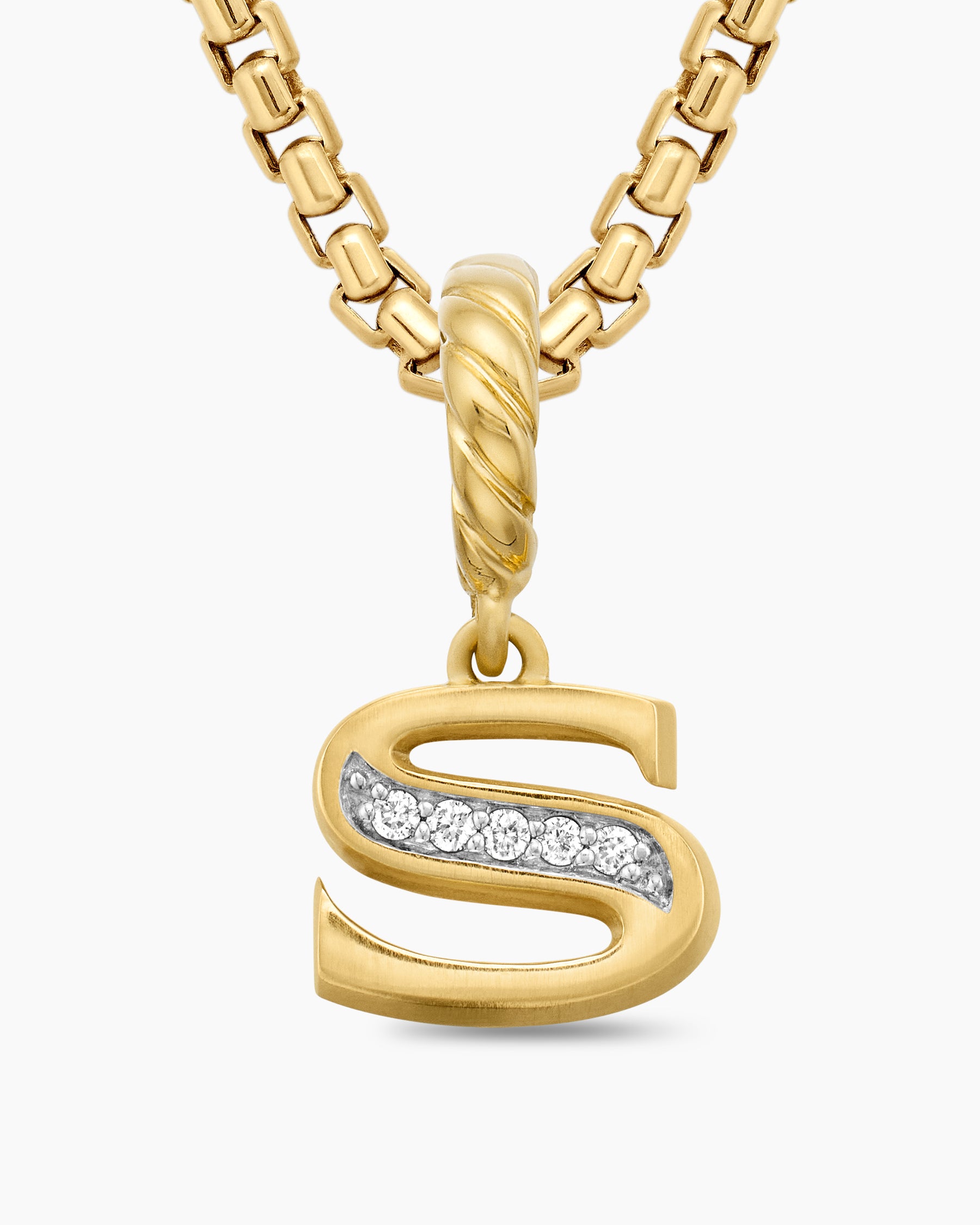 Pavé Initial Pendant in 18K Yellow Gold with Diamond S - Image 5