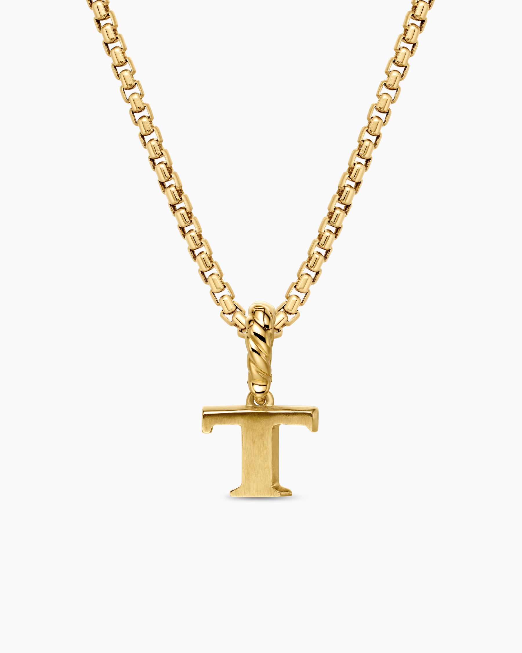 Pavé Initial Pendant in 18K Yellow Gold with Diamond T - Image 4