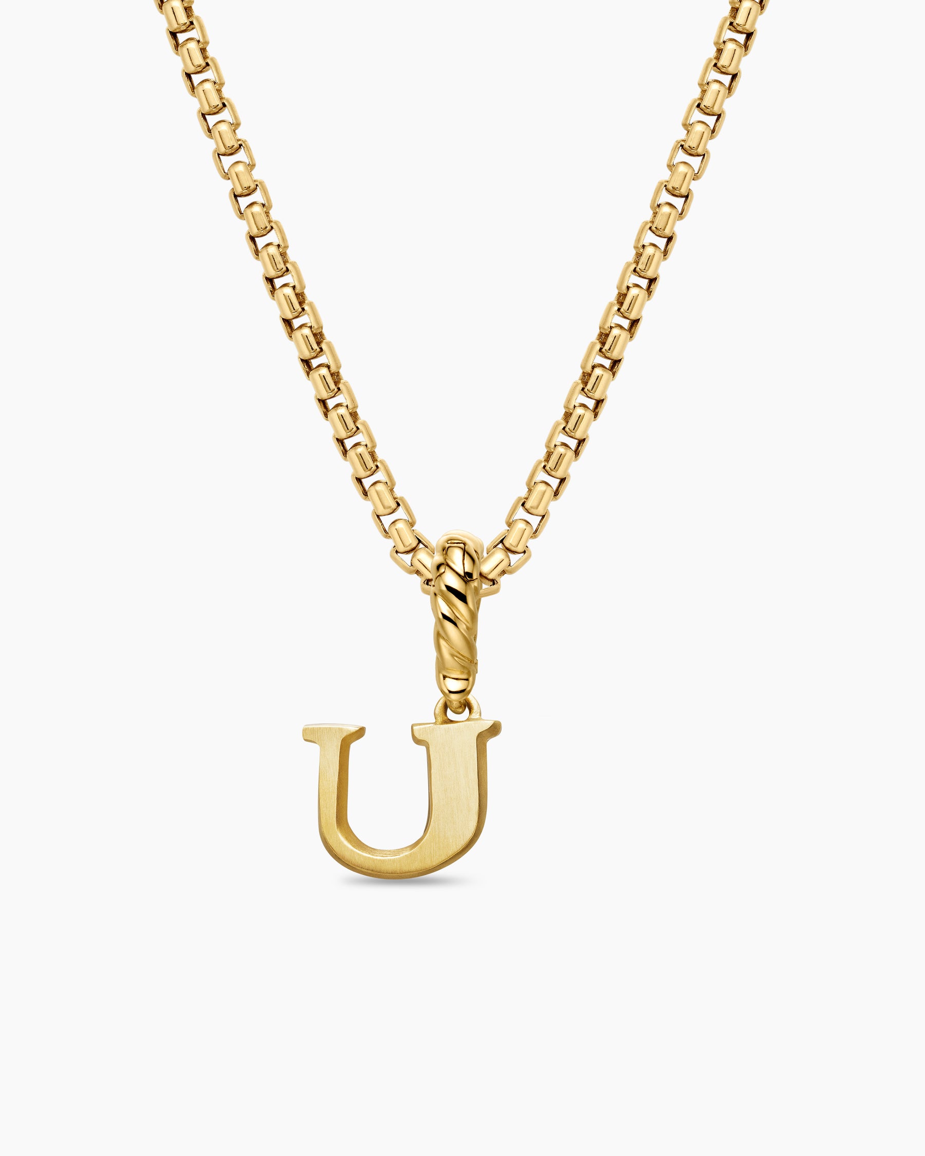 Pavé Initial Pendant in 18K Yellow Gold with Diamond U - Image 4