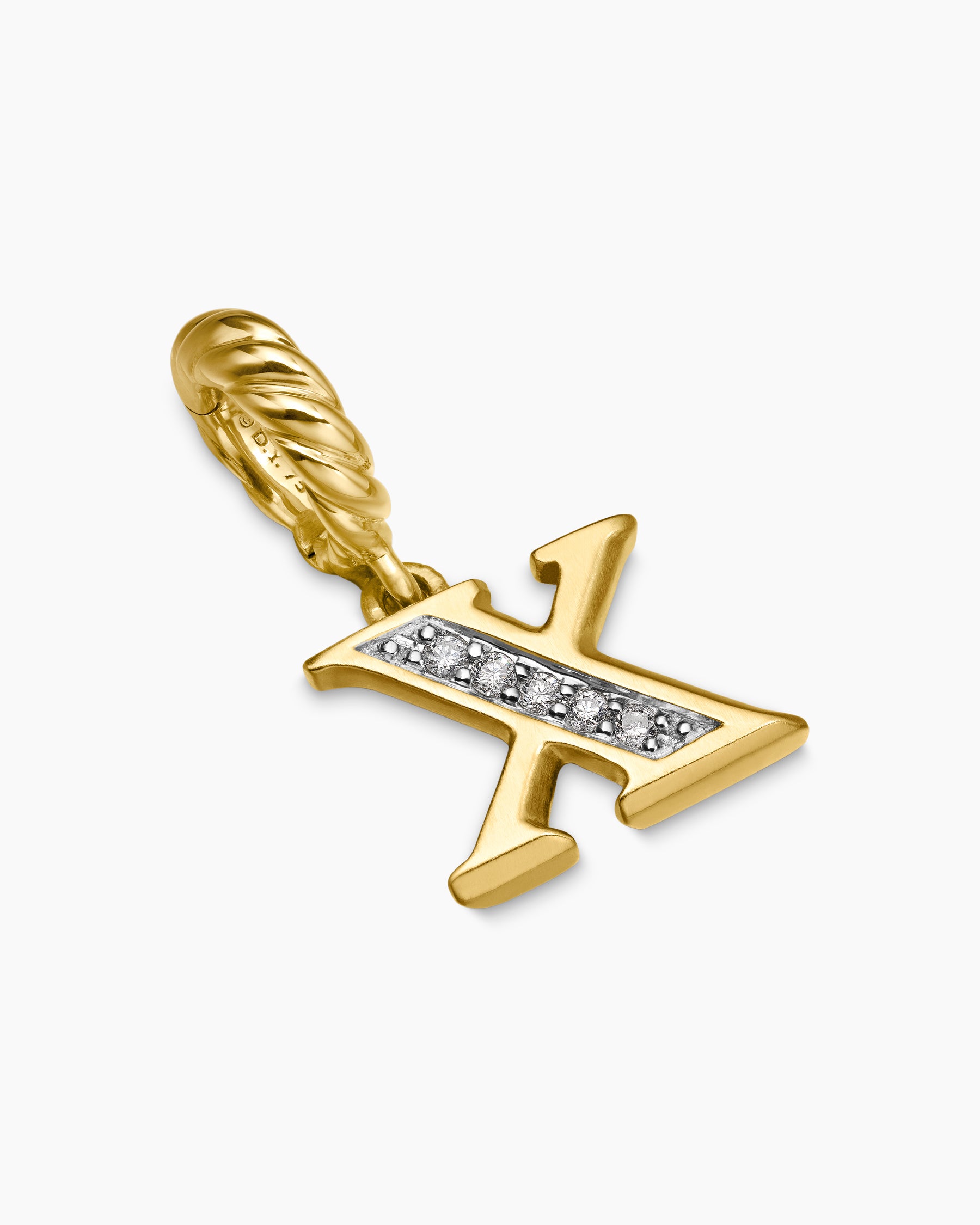 Pavé Initial Pendant in 18K Yellow Gold with Diamond X - Image 3