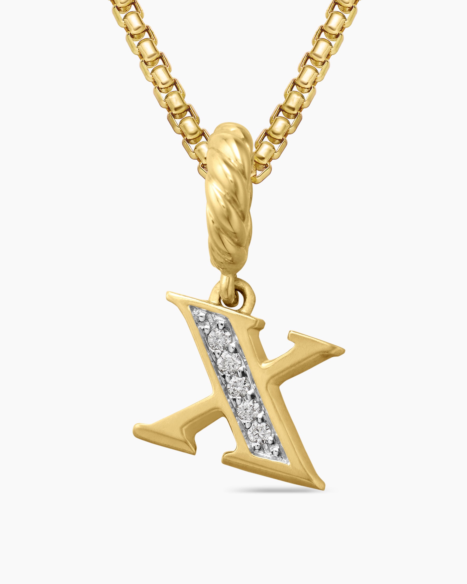 Pavé Initial Pendant in 18K Yellow Gold with Diamond X - Image 5