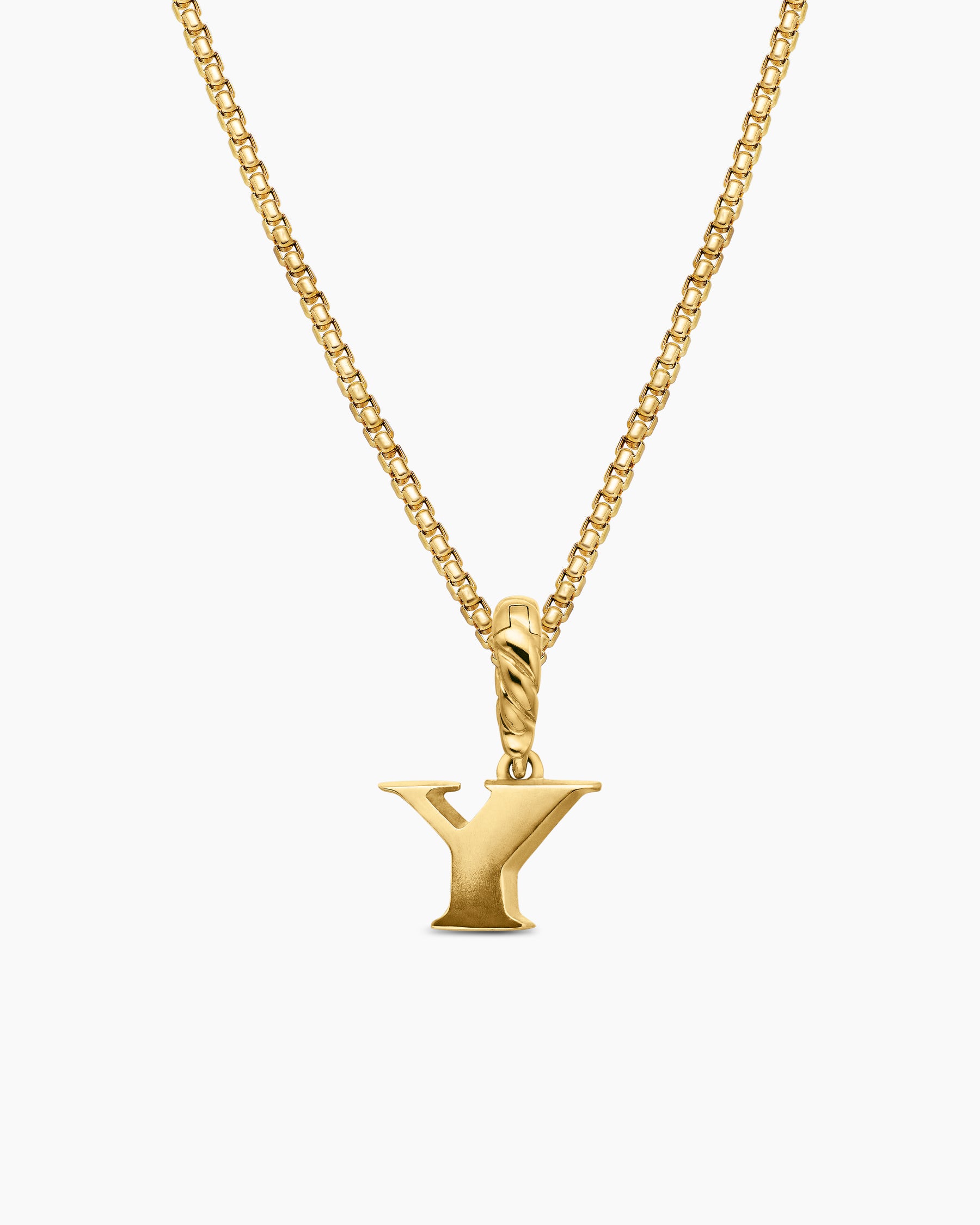 Pavé Initial Pendant in 18K Yellow Gold with Diamond Y - Image 4