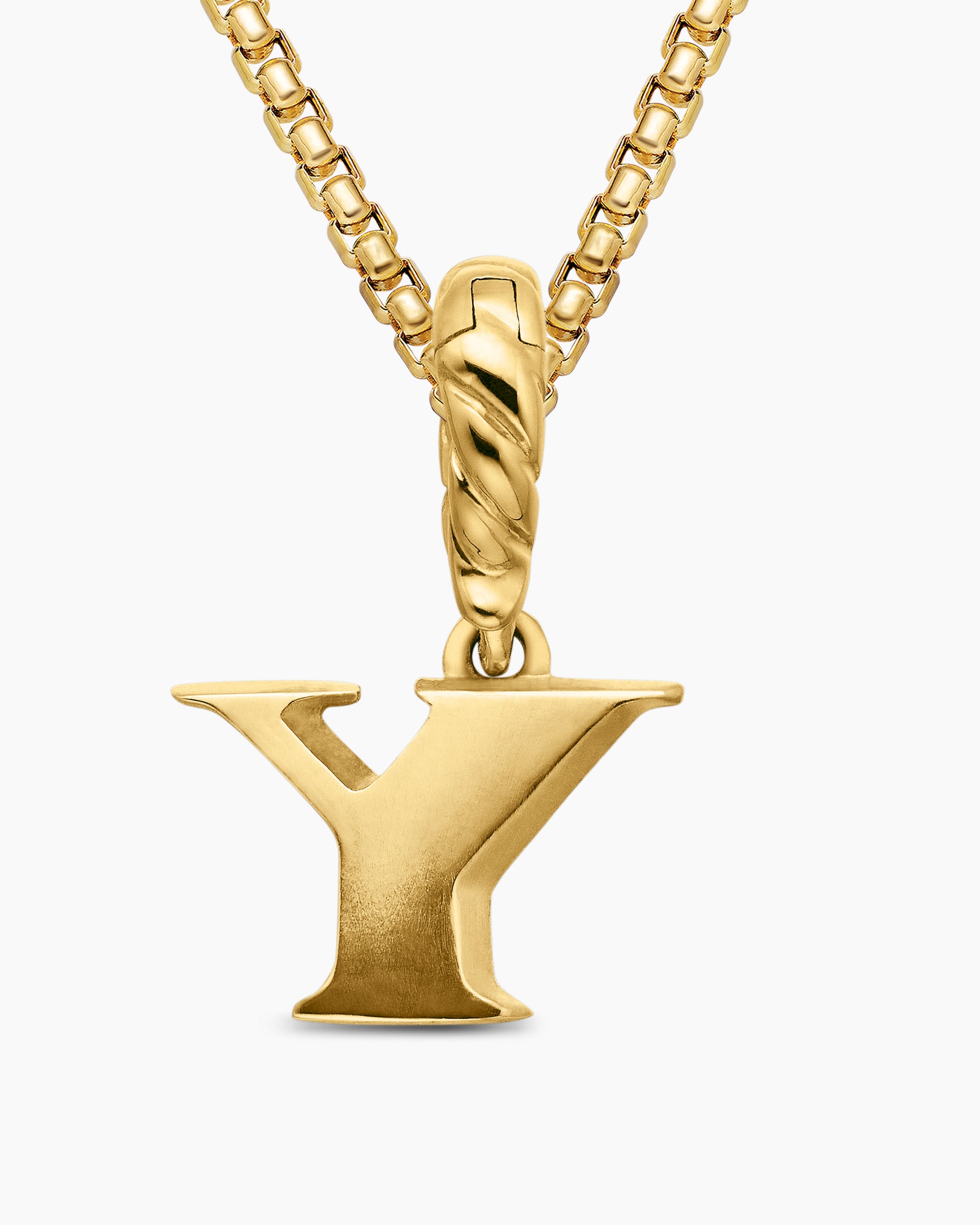 Pavé Initial Pendant in 18K Yellow Gold with Diamond Y - Image 6