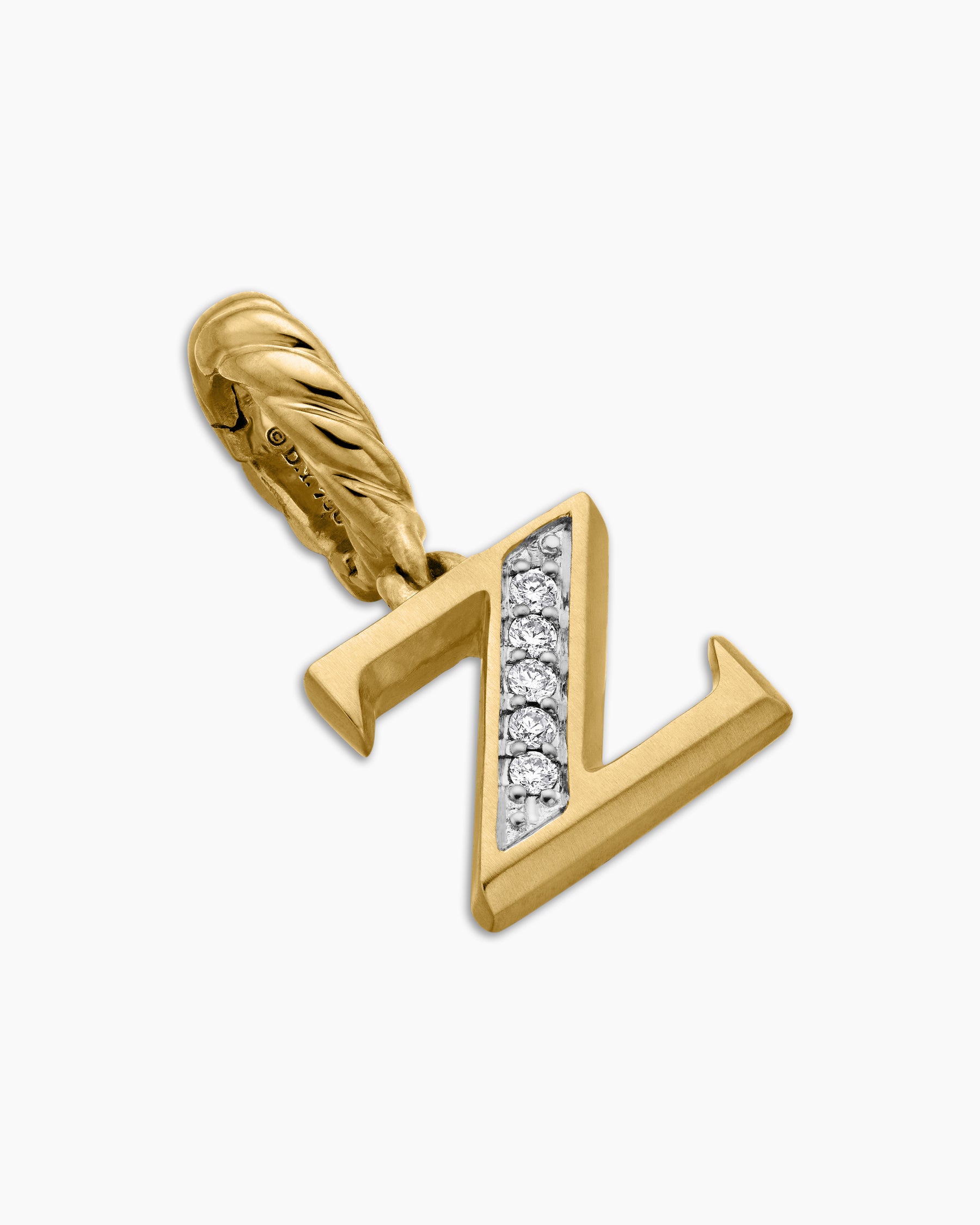 Pavé Initial Pendant in 18K Yellow Gold with Diamond Z - Image 3
