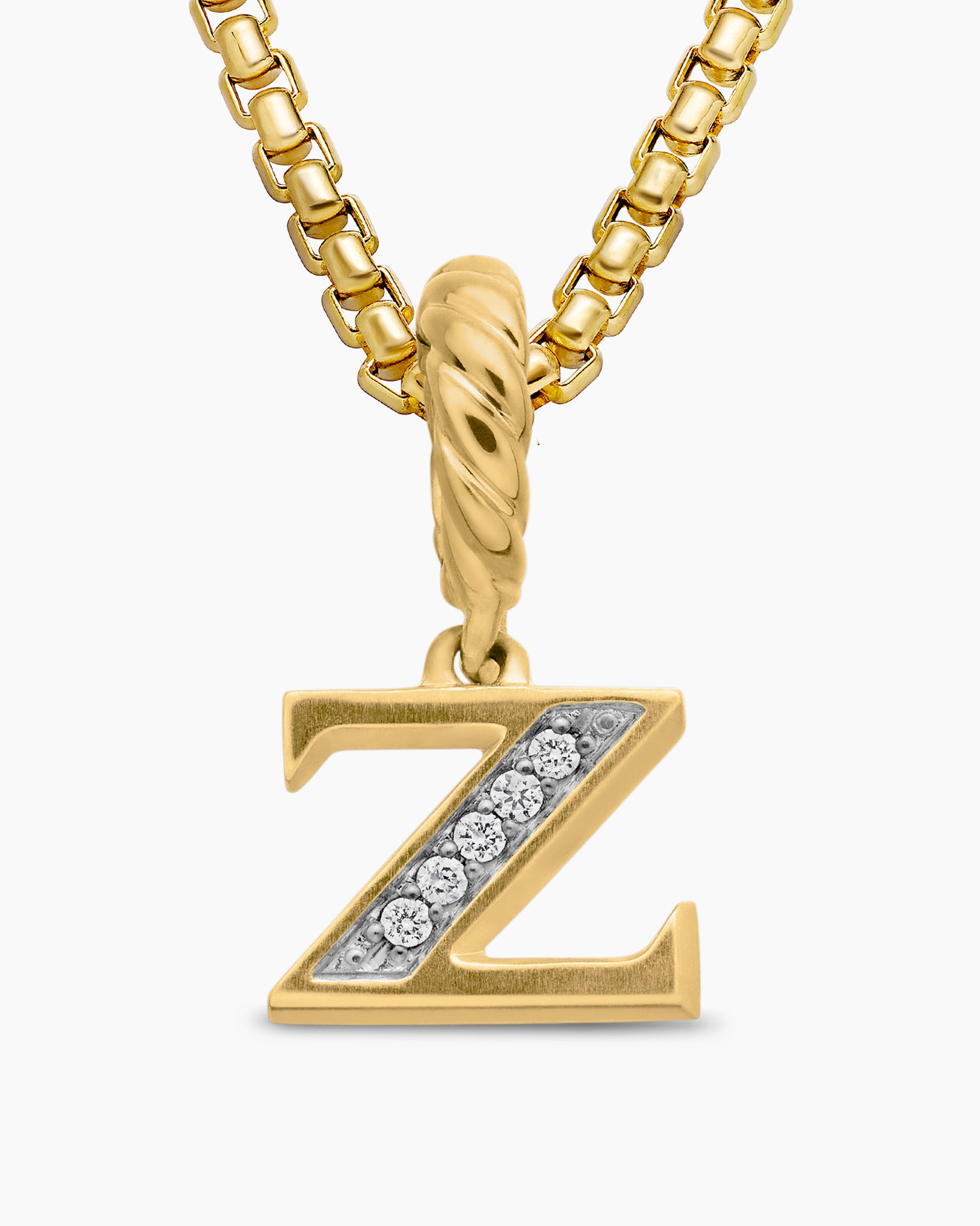 Pavé Initial Pendant in 18K Yellow Gold with Diamond Z - Image 5