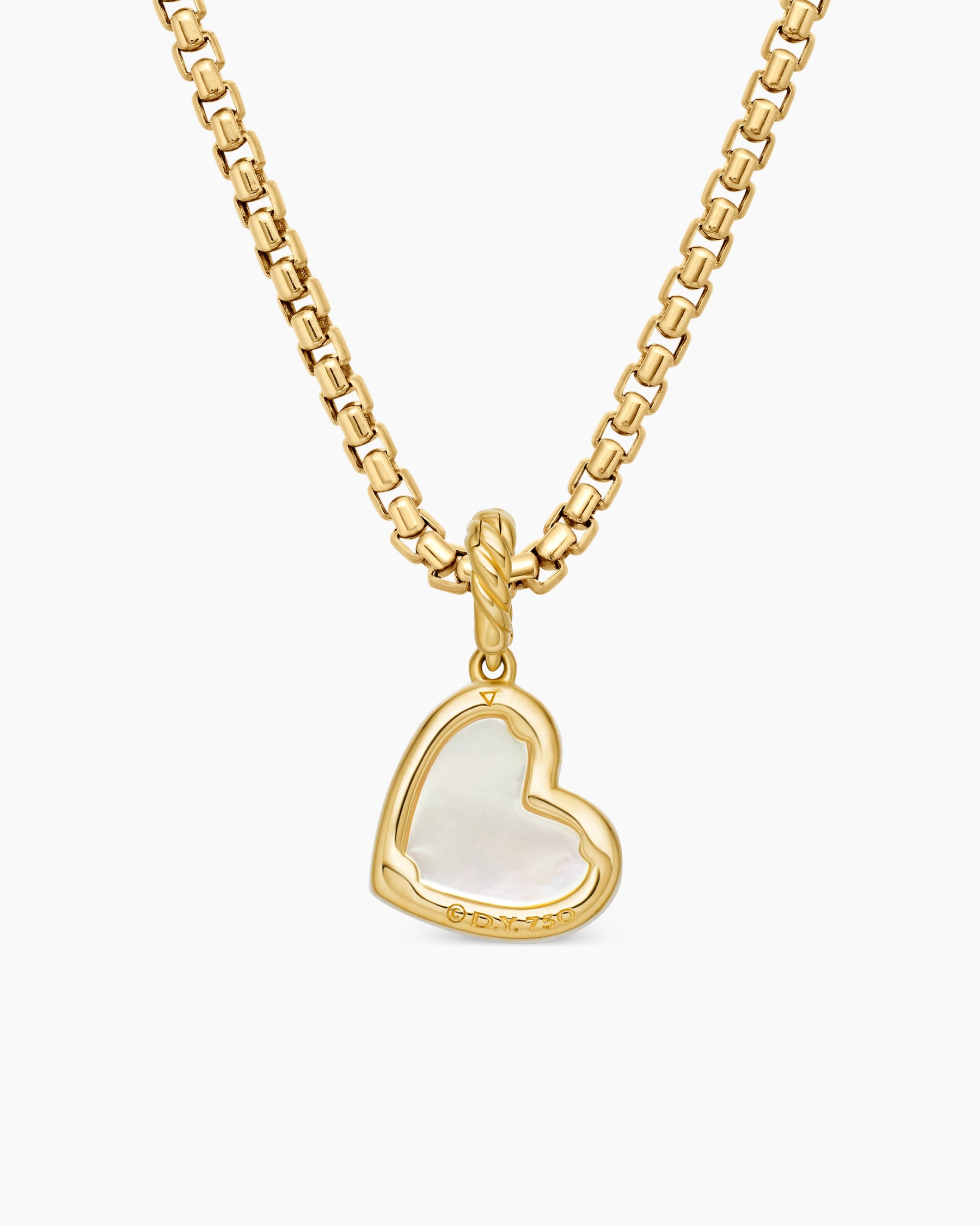 DY Elements Heart Pendant in 18K Yellow Gold with Mother of Pearl and Diamonds, 11mm - Image 4