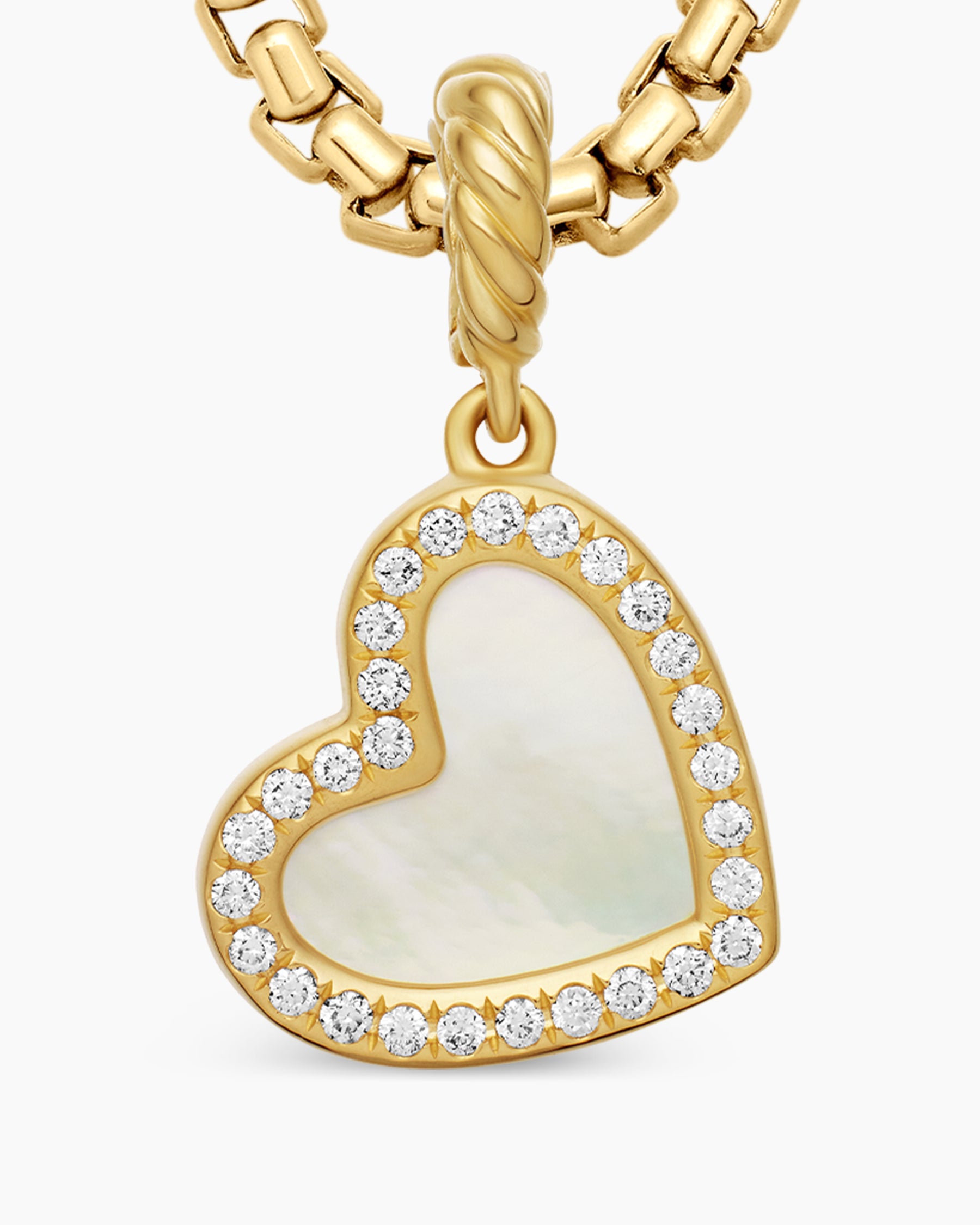 DY Elements Heart Pendant in 18K Yellow Gold with Mother of Pearl and Diamonds, 11mm - Image 5