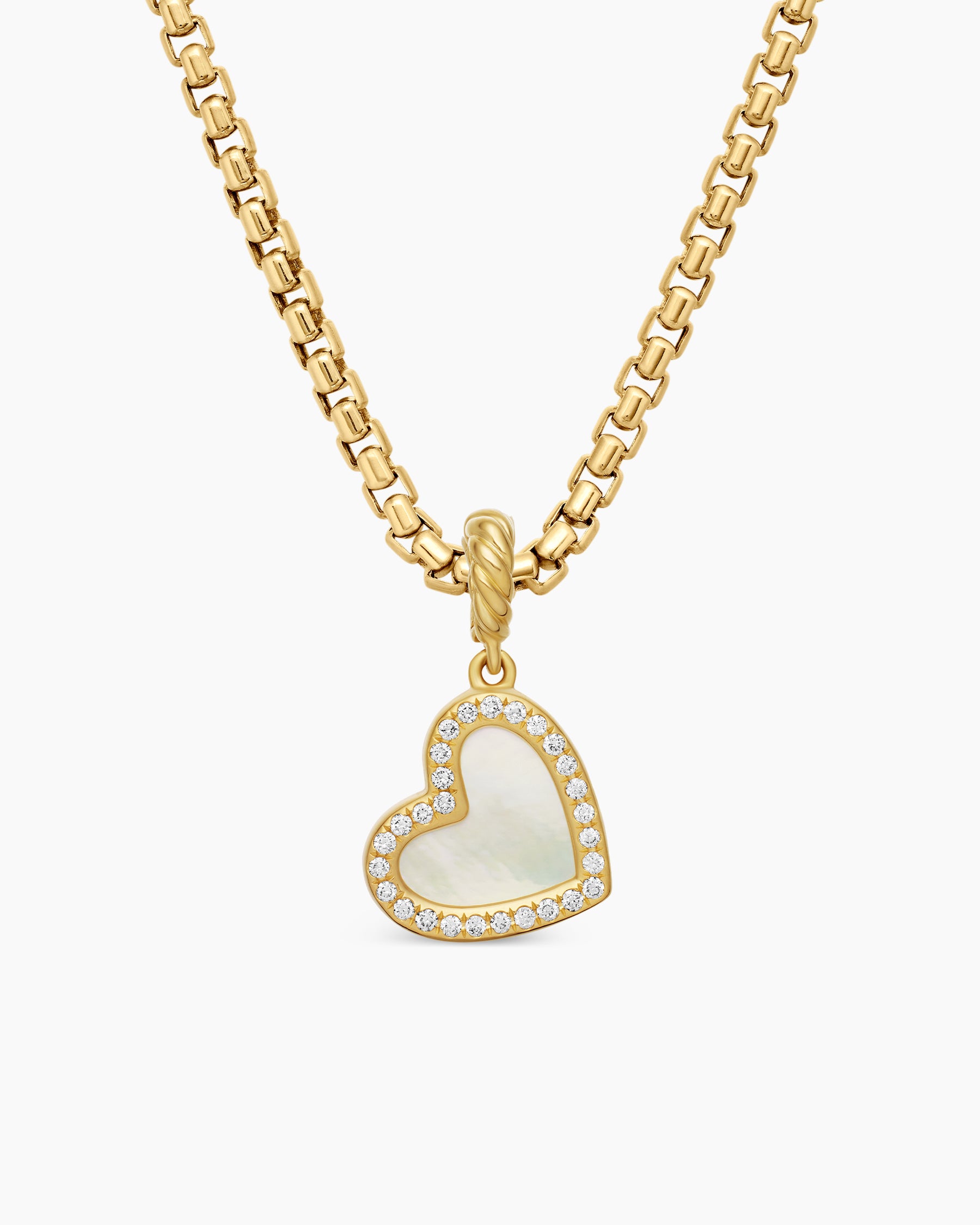 DY Elements Heart Pendant in 18K Yellow Gold with Mother of Pearl and Diamonds, 11mm