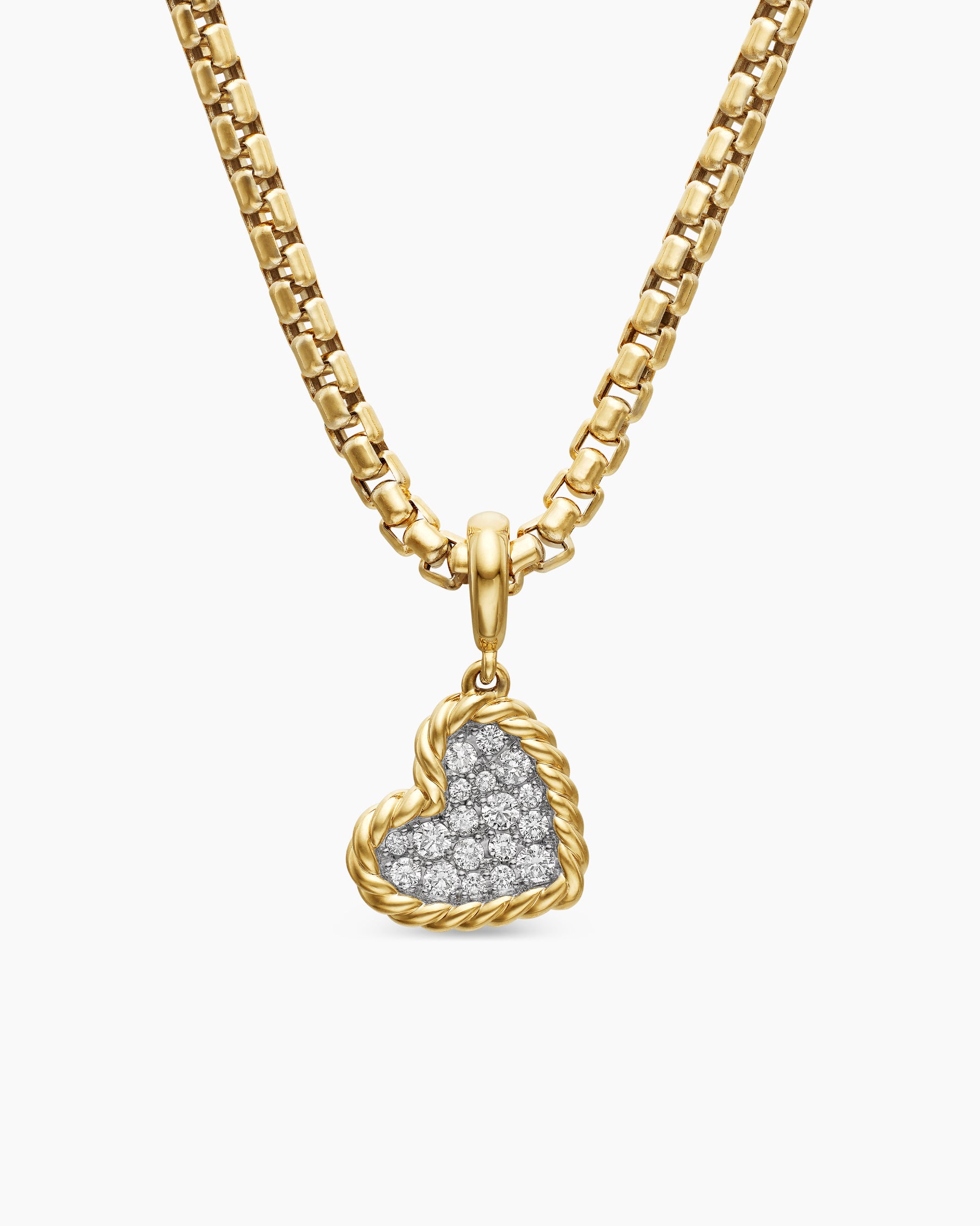 DY Elements Heart Pendant in 18K Yellow Gold with Diamonds, 11mm