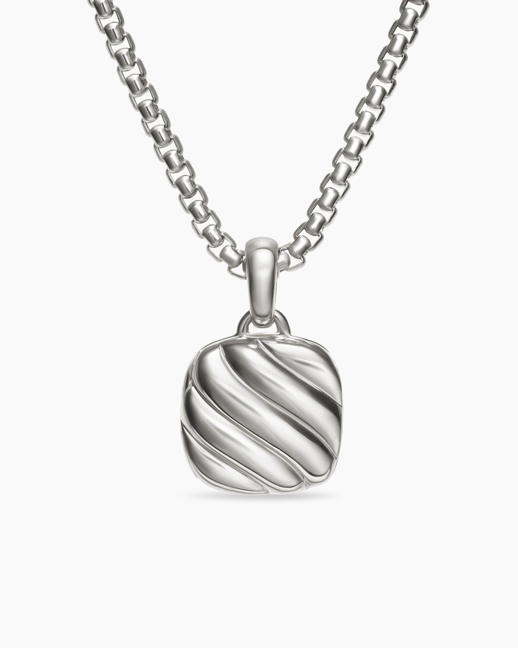 Sculpted Cable Square Locket in Sterling Silver, 14.5mm