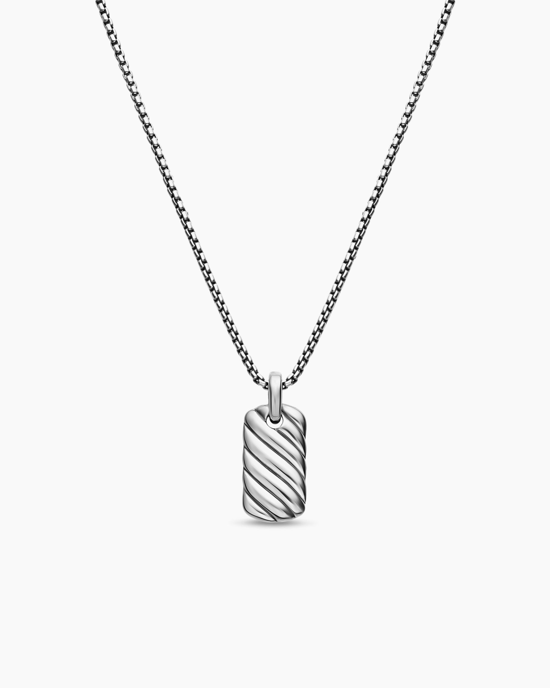 Petite Sculpted Cable Tag in Sterling Silver, 10mm