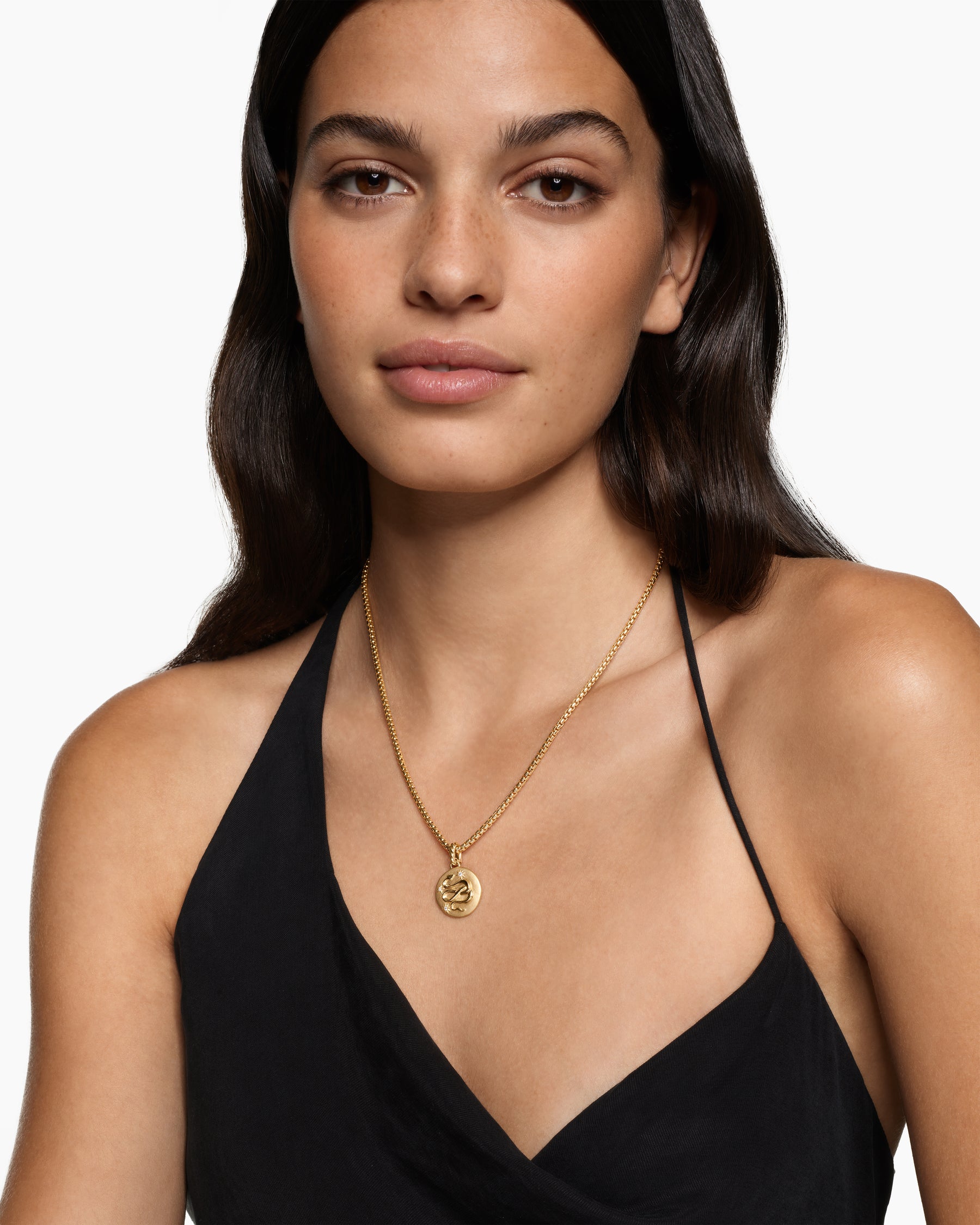 Alternative view of Snake Amulet in 18K Yellow Gold with Diamonds, 18.8mm