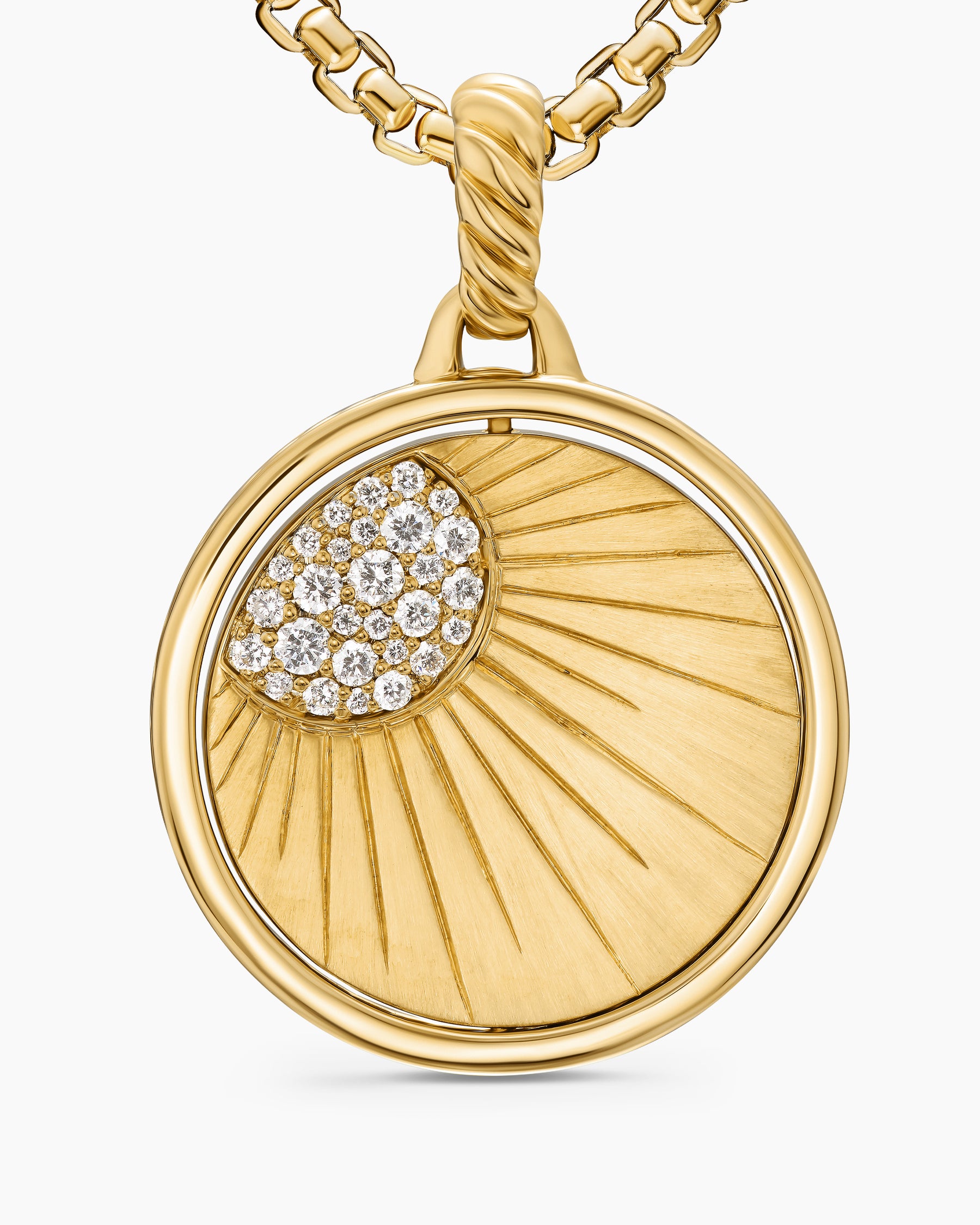 Sun and Moon Duality Pendant in 18K Yellow Gold with Navy Enamel and Diamonds, 22.3mm - Image 5