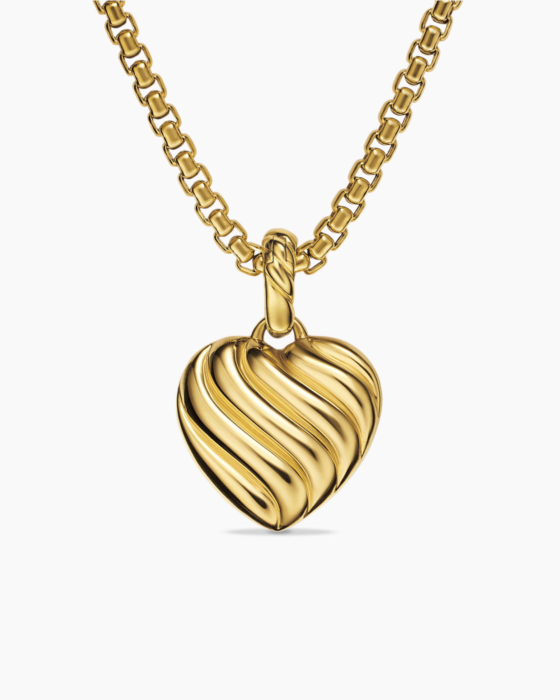 Puffy Heart Amulet in 18K Yellow Gold with Diamonds, 17mm - Image 4