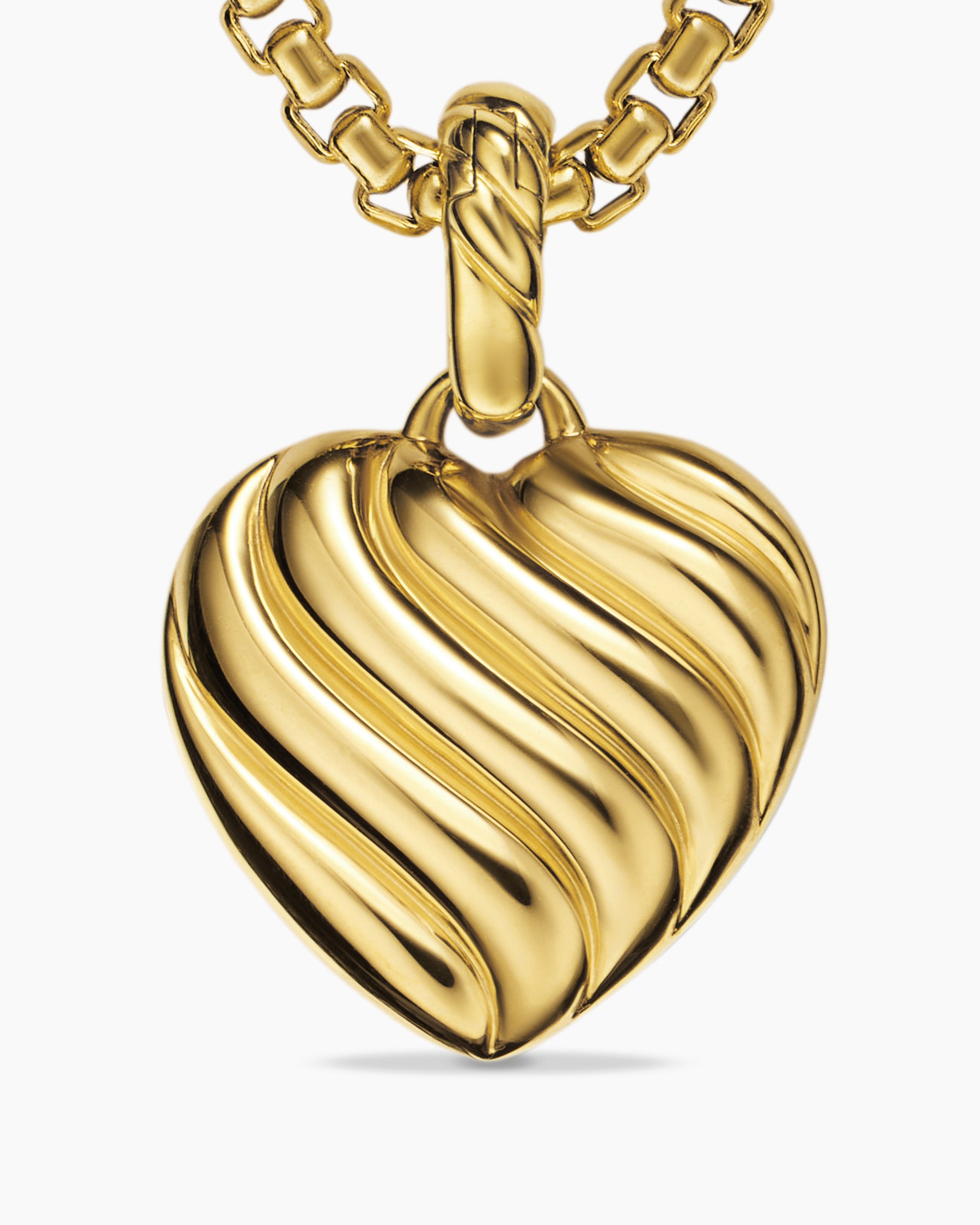 Puffy Heart Amulet in 18K Yellow Gold with Diamonds, 17mm - Image 6