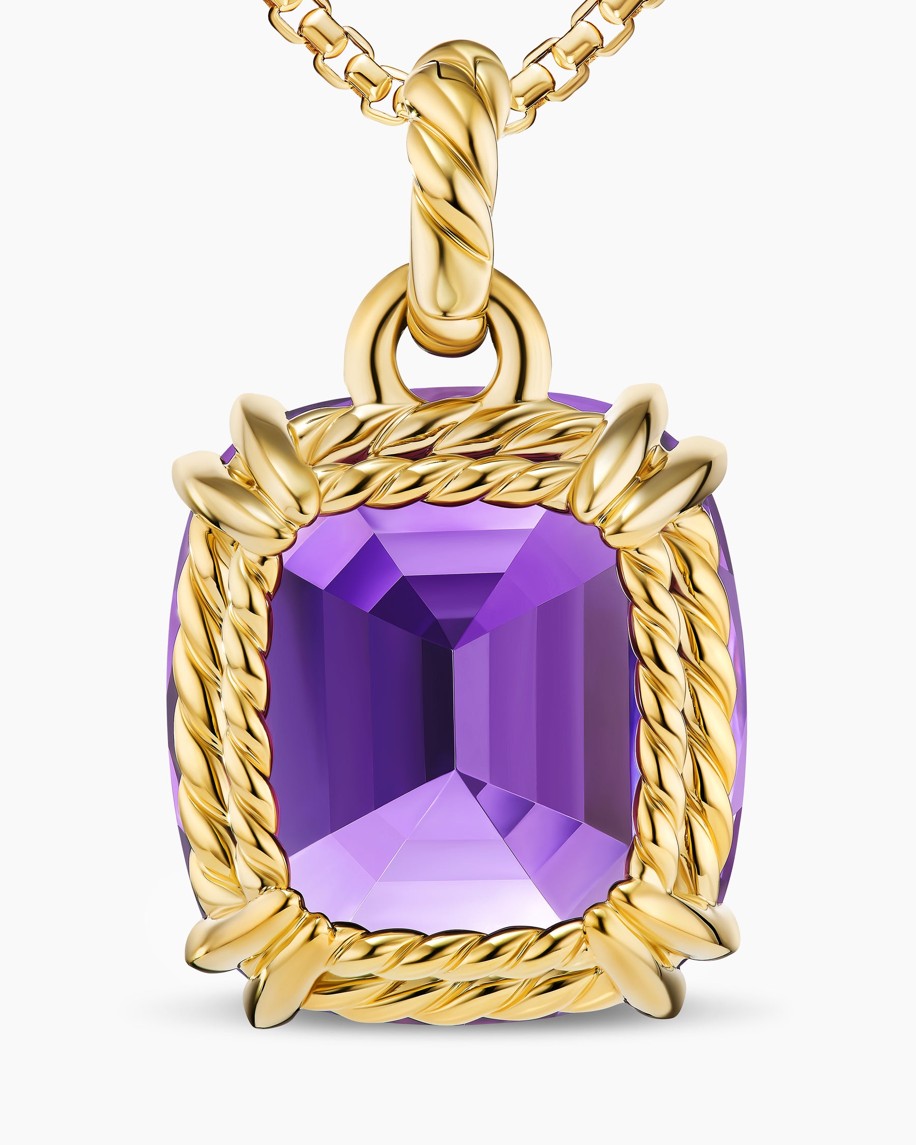 Marbella Pendant in 18K Yellow Gold with Amethyst, 22mm - Image 6