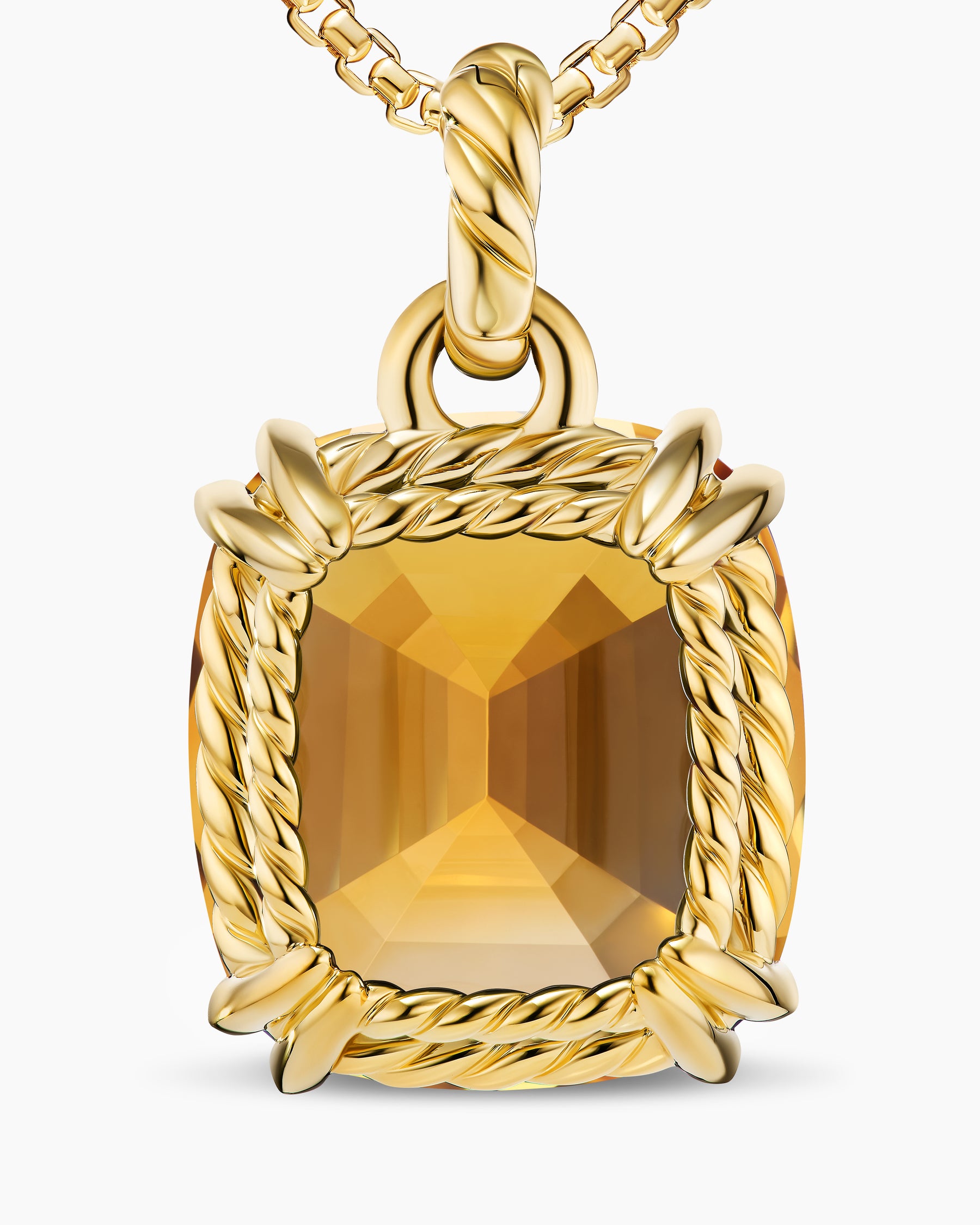 Marbella Pendant in 18K Yellow Gold with Citrine, 22mm - Image 6
