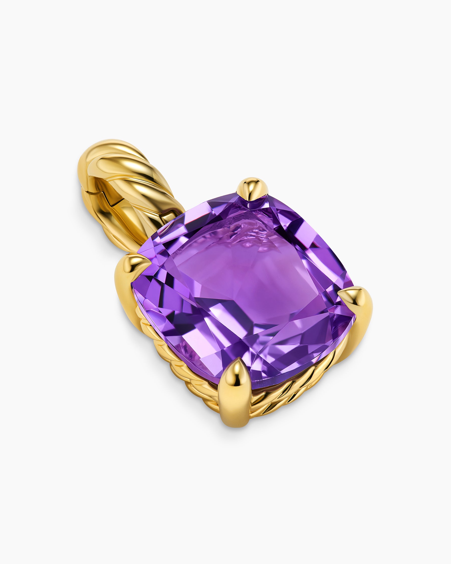 Marbella Pendant in 18K Yellow Gold with Amethyst, 12mm - Image 3