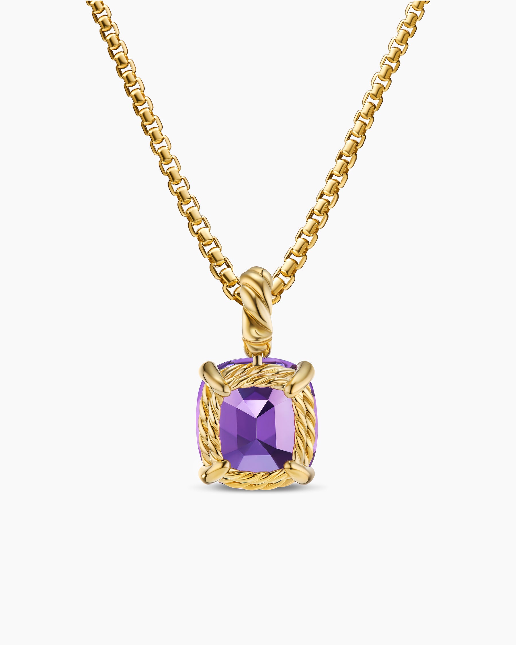 Marbella Pendant in 18K Yellow Gold with Amethyst, 12mm - Image 4
