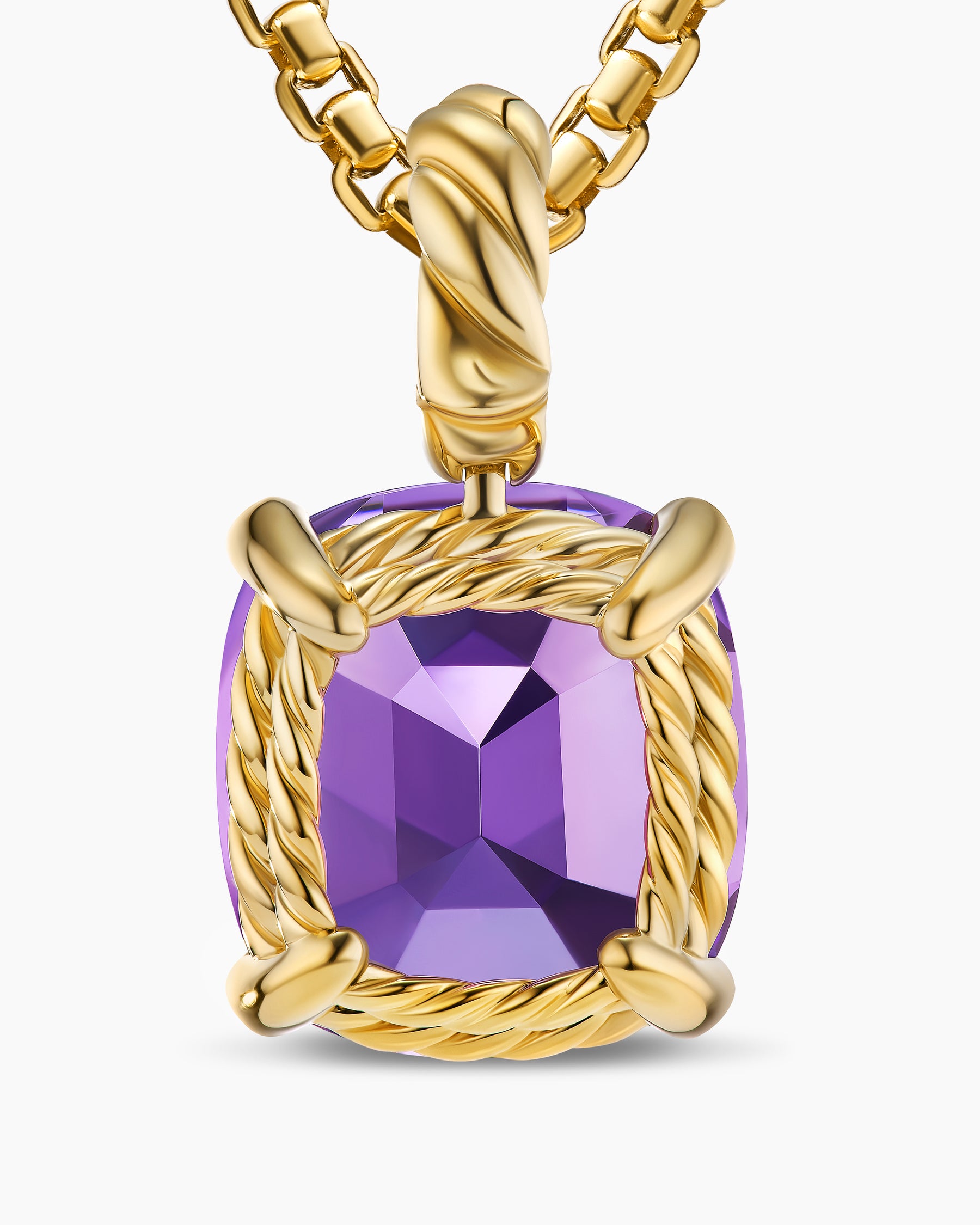 Marbella Pendant in 18K Yellow Gold with Amethyst, 12mm - Image 6