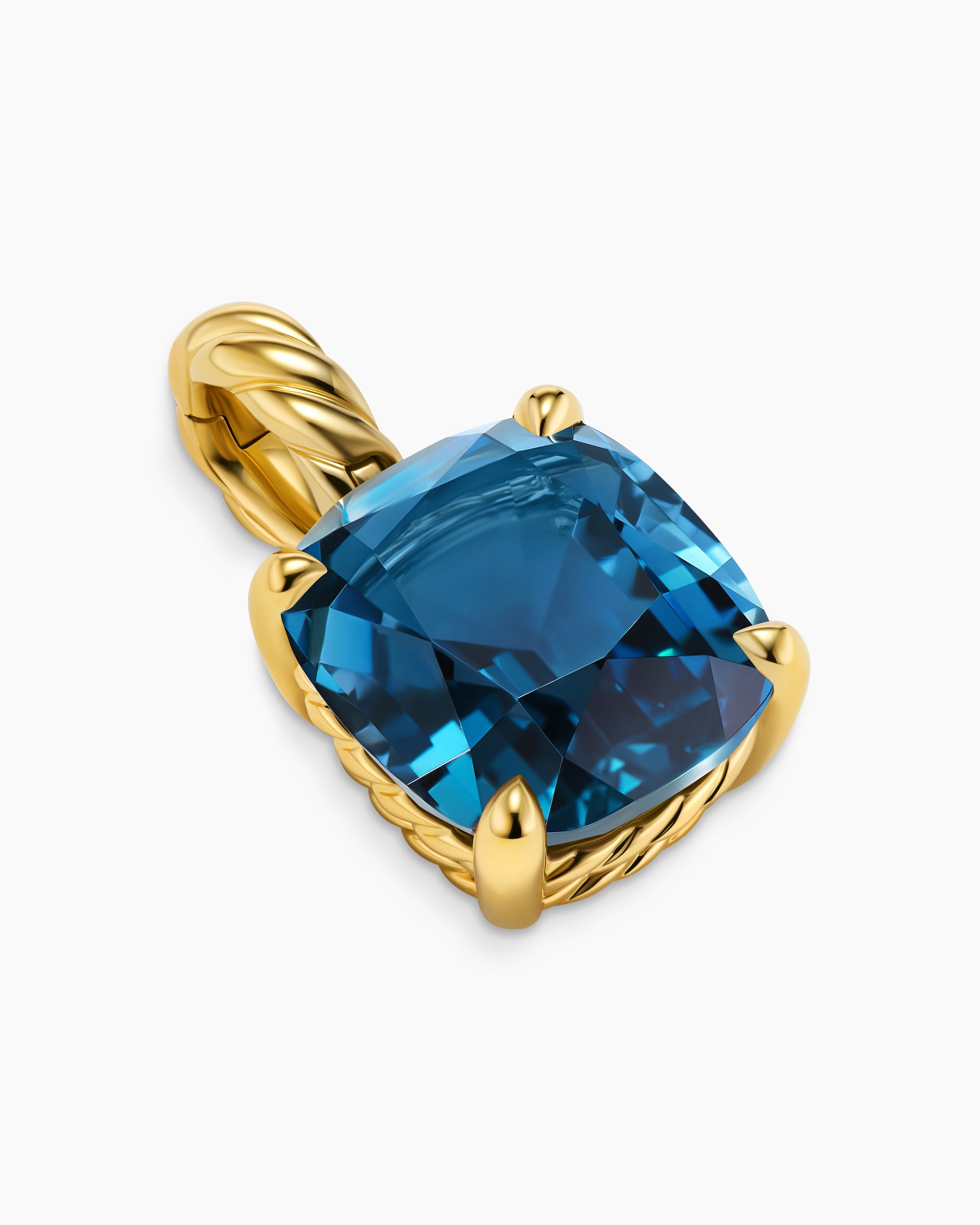 Marbella Pendant in 18K Yellow Gold with Hampton Blue Topaz, 12mm - Image 3