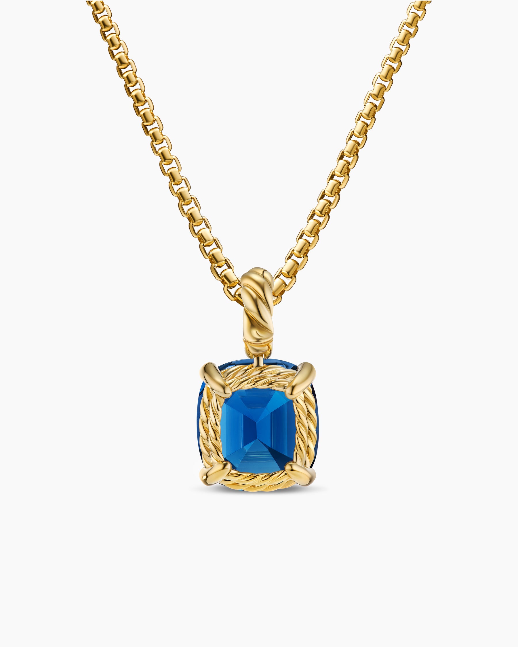 Marbella Pendant in 18K Yellow Gold with Hampton Blue Topaz, 12mm - Image 4