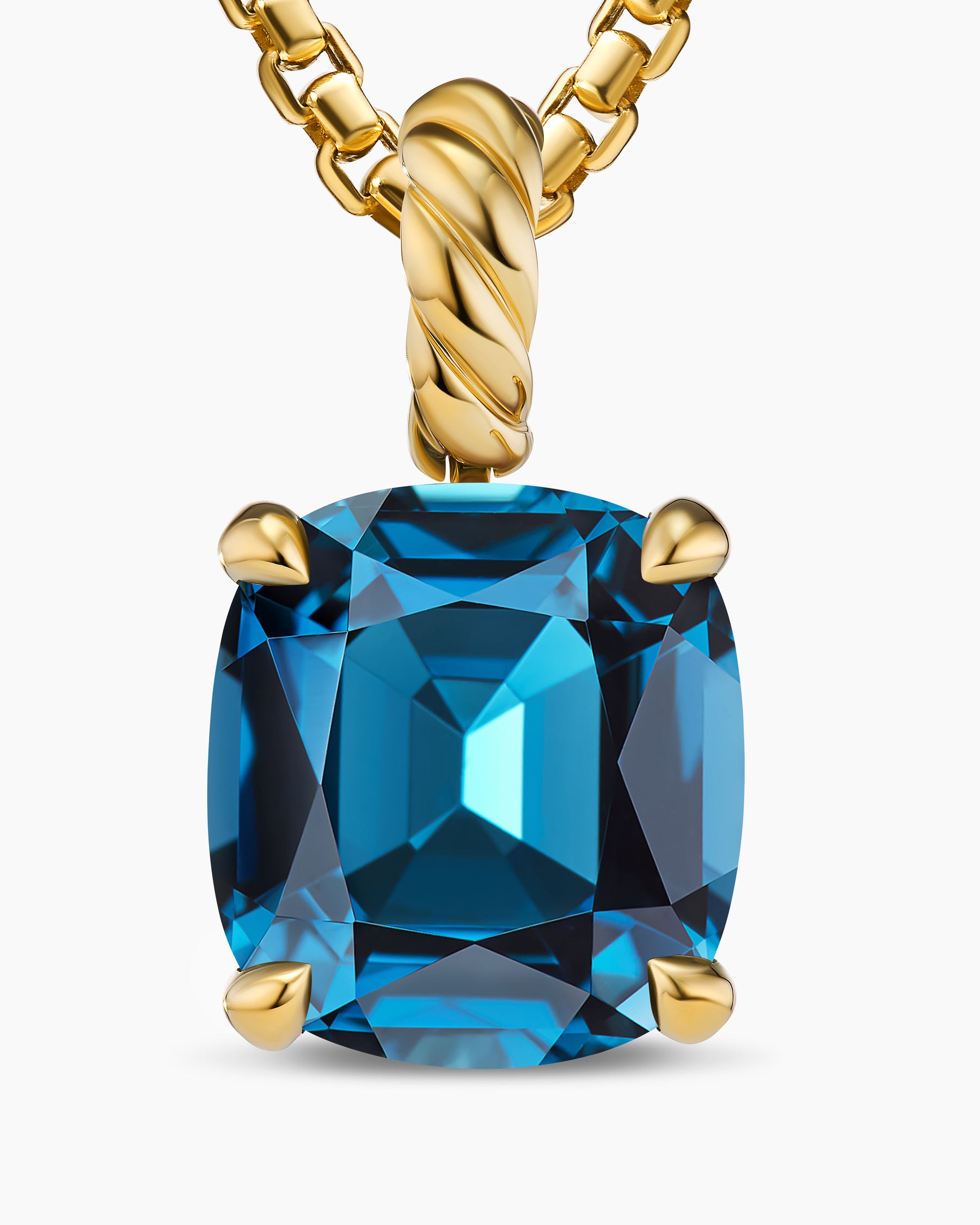 Marbella Pendant in 18K Yellow Gold with Hampton Blue Topaz, 12mm - Image 5