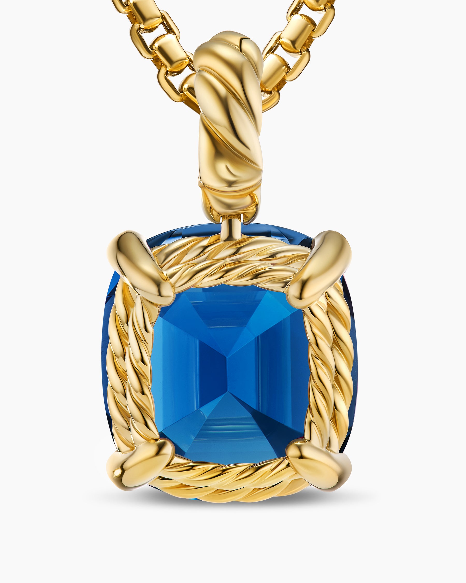 Marbella Pendant in 18K Yellow Gold with Hampton Blue Topaz, 12mm - Image 6