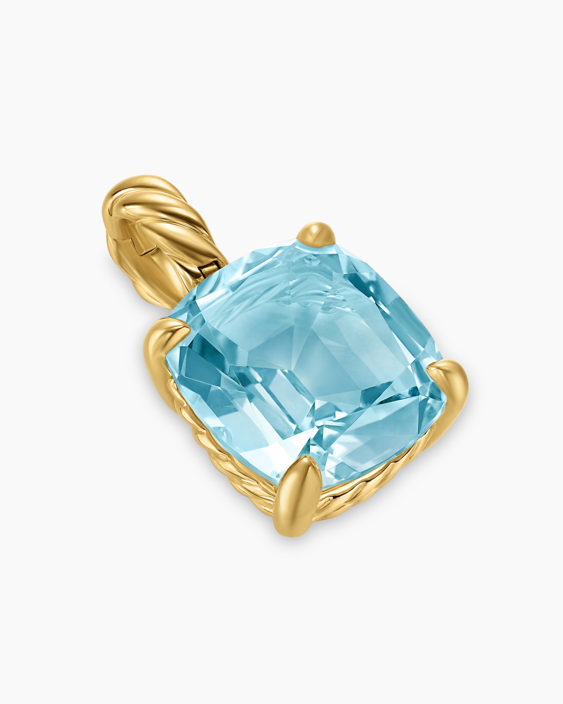 Marbella Pendant in 18K Yellow Gold with Sky Blue Topaz, 12mm - Image 3