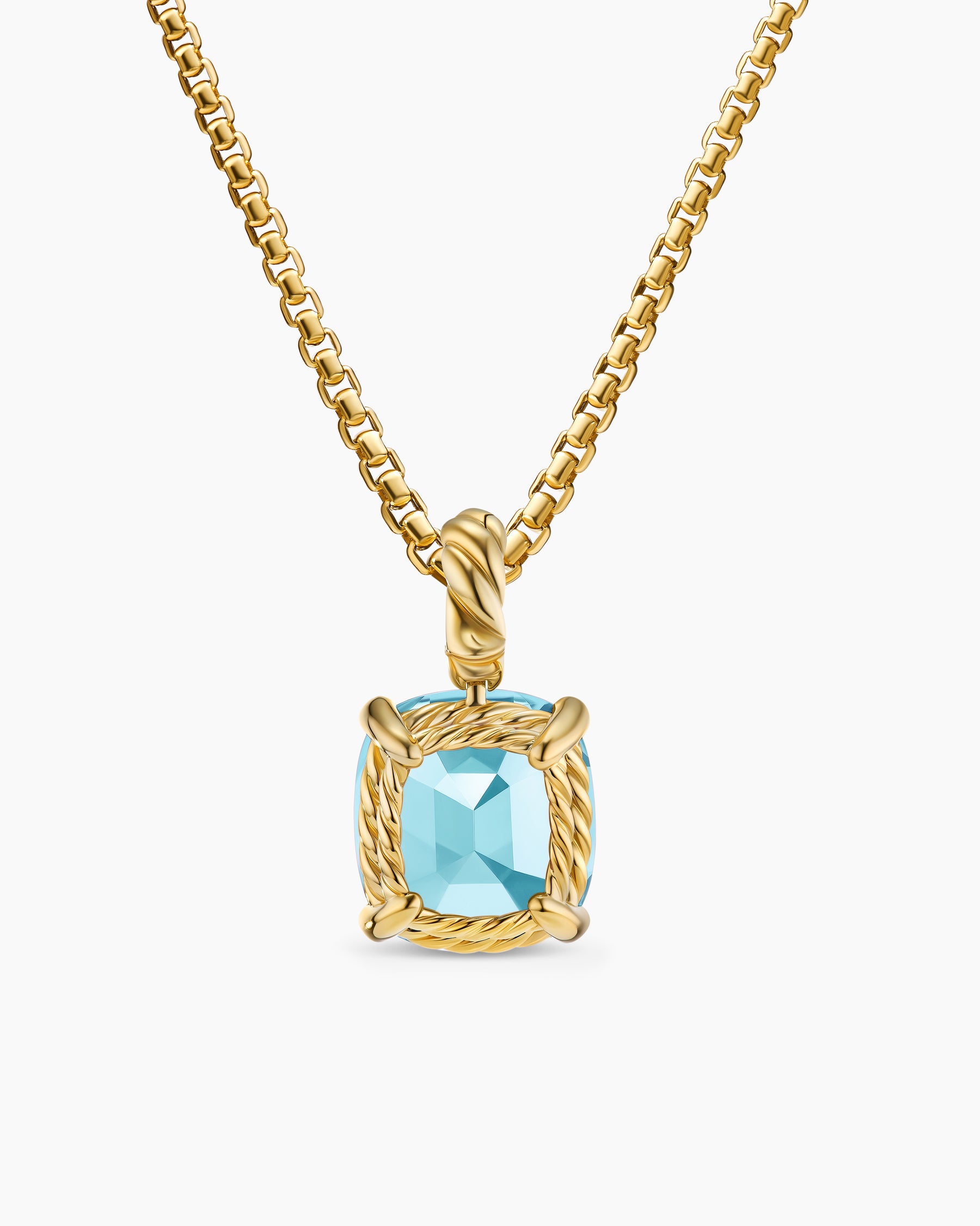 Marbella Pendant in 18K Yellow Gold with Sky Blue Topaz, 12mm - Image 4