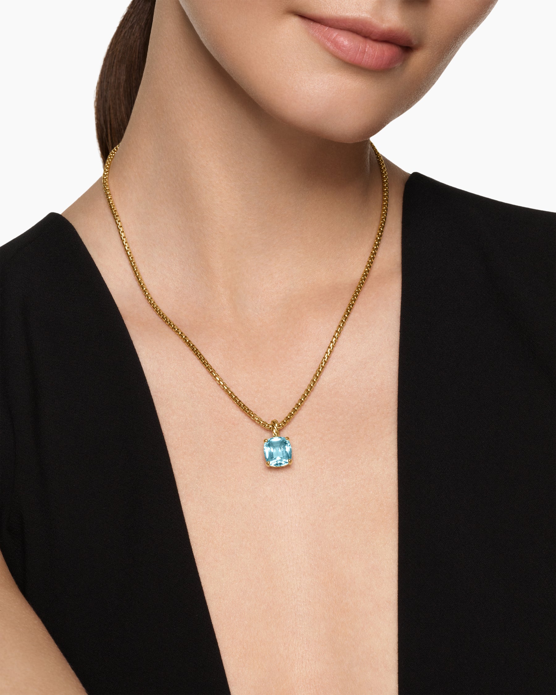 Alternative view of Marbella Pendant in 18K Yellow Gold with Sky Blue Topaz, 12mm