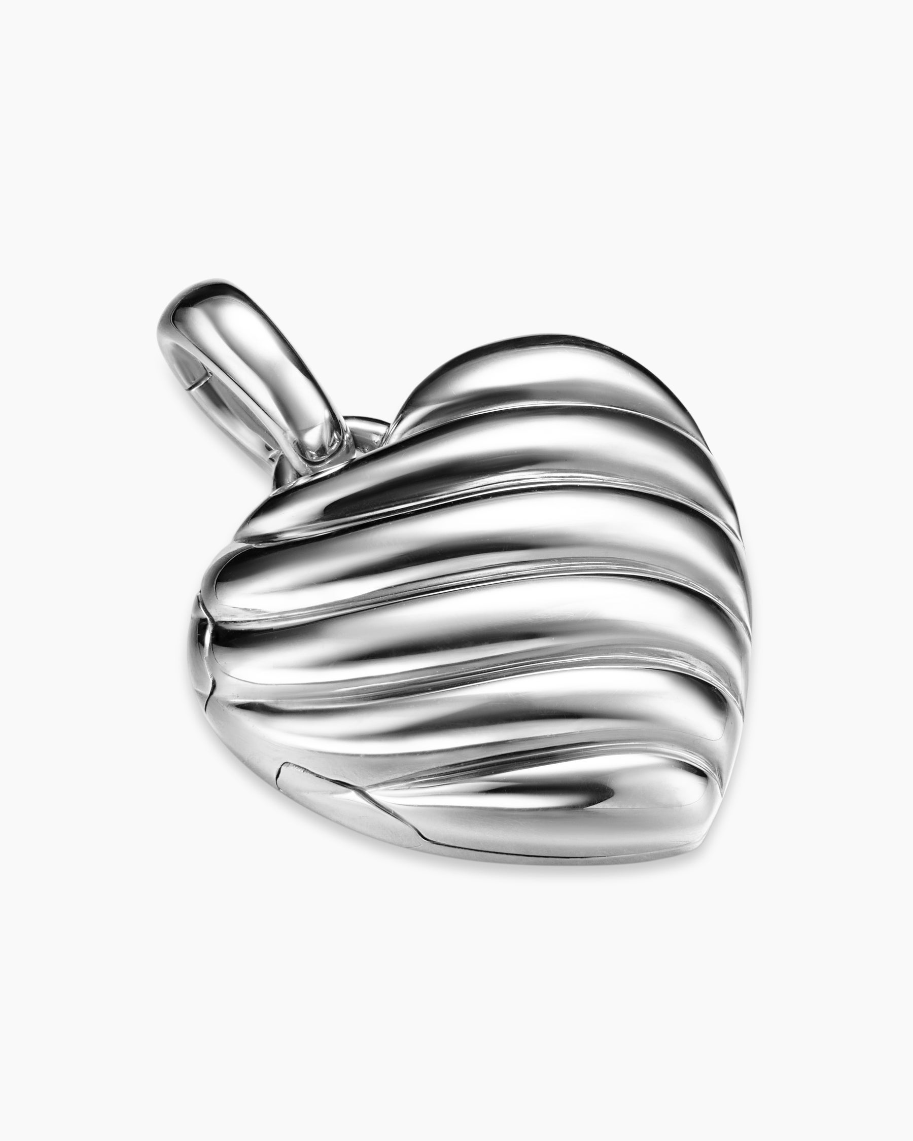 Sculpted Cable Heart Locket in Sterling Silver, 23mm - Image 3