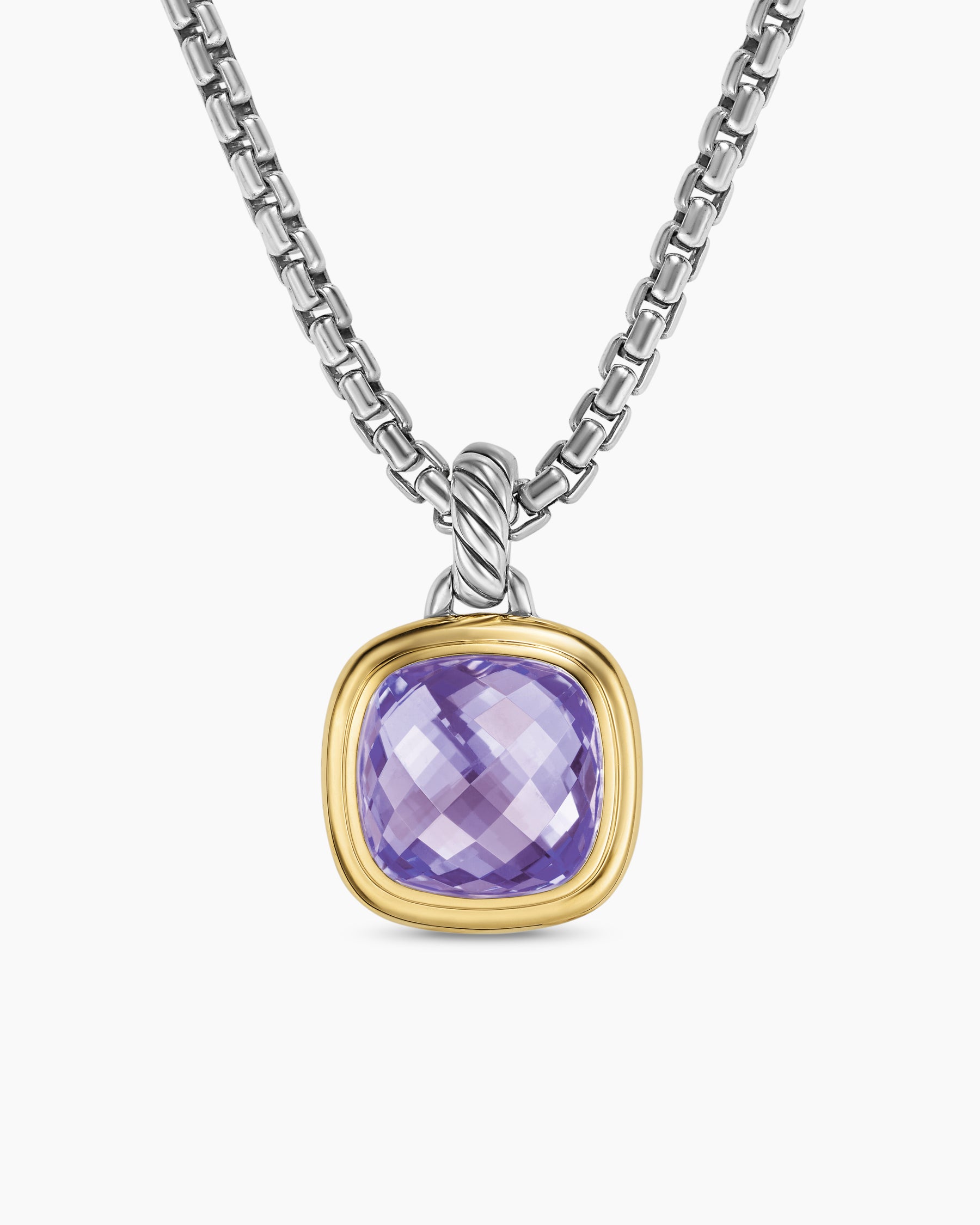 Albion Pendant in Sterling Silver with 18K Yellow Gold and Amethyst, 11mm