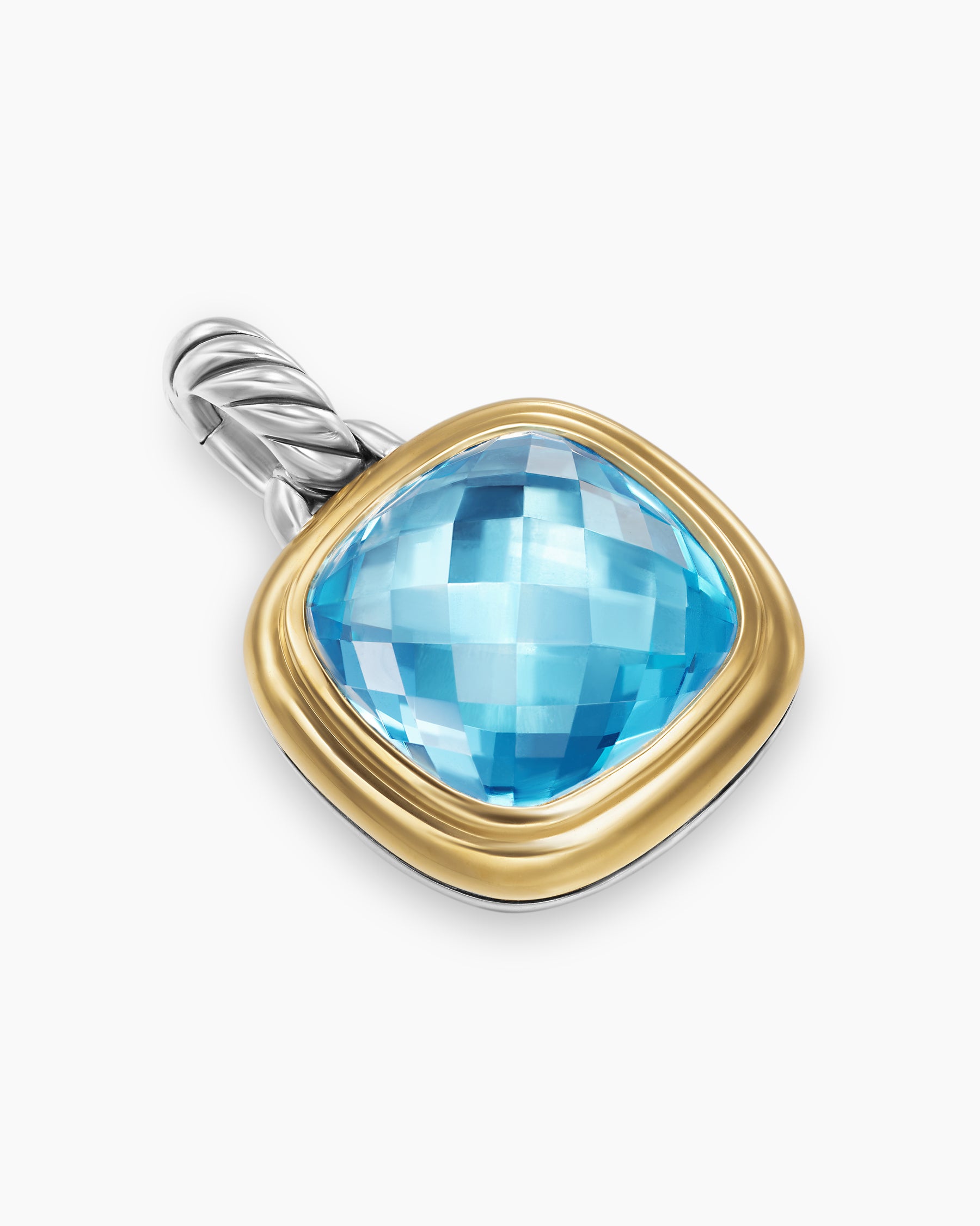Albion Pendant in Sterling Silver with 18K Yellow Gold and Blue Topaz, 11mm - Image 3
